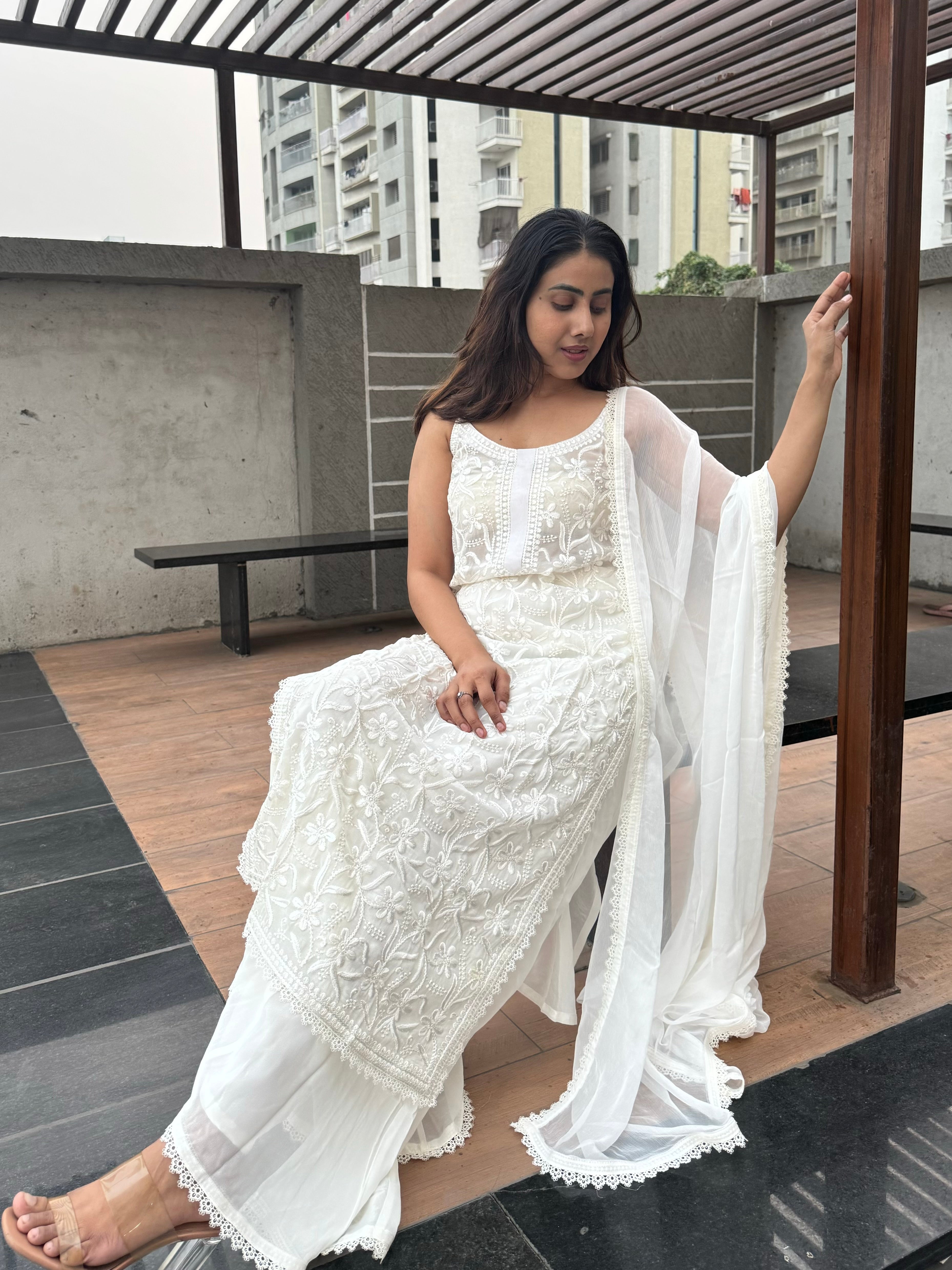 Aradhya ivory white suit set