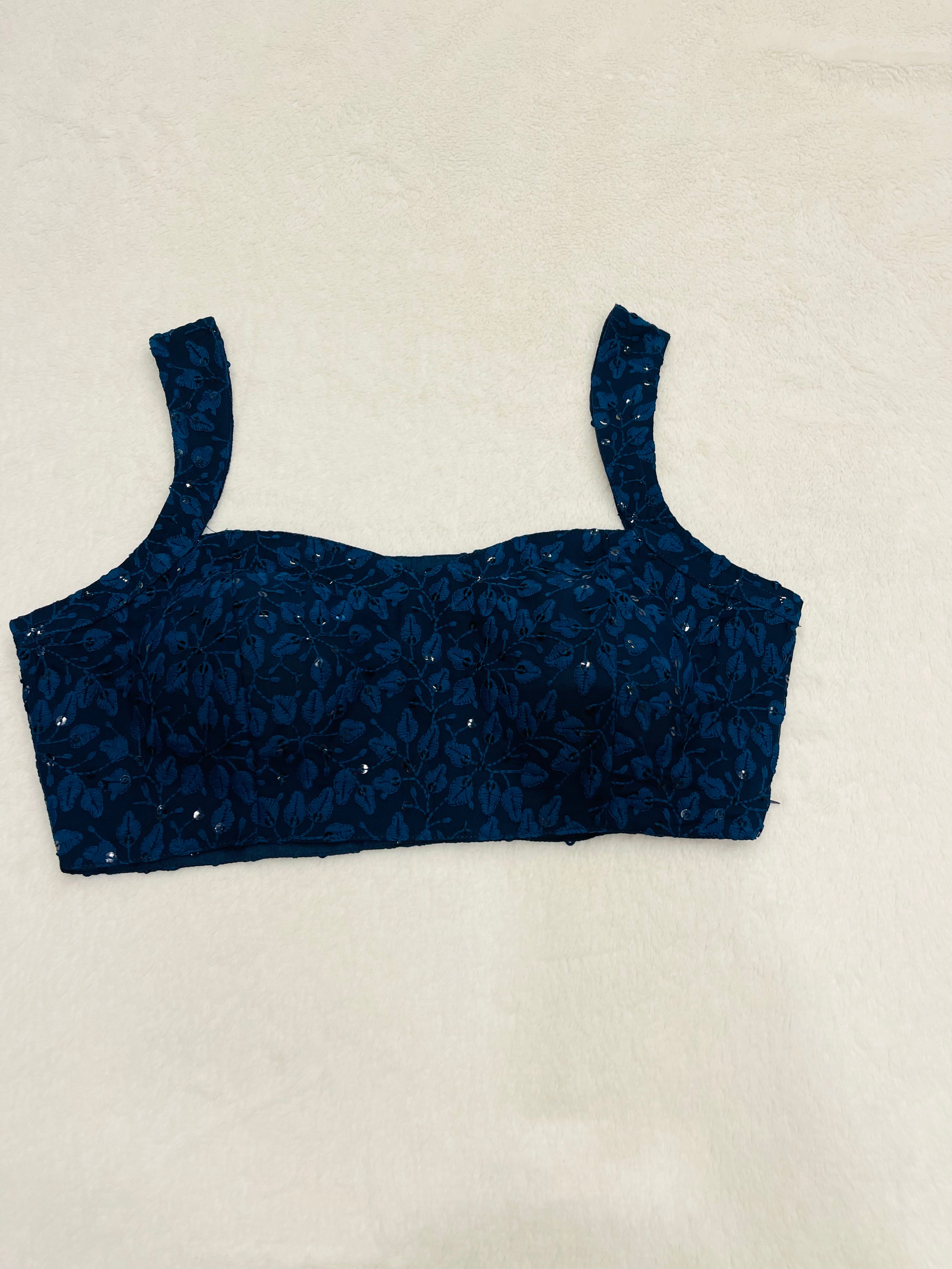 Kaveri Navy Blue Petal Print Blouses