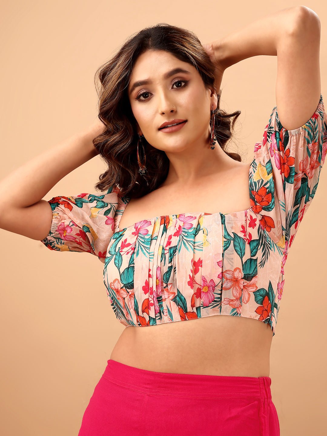 Floral fantasy peachy blouse