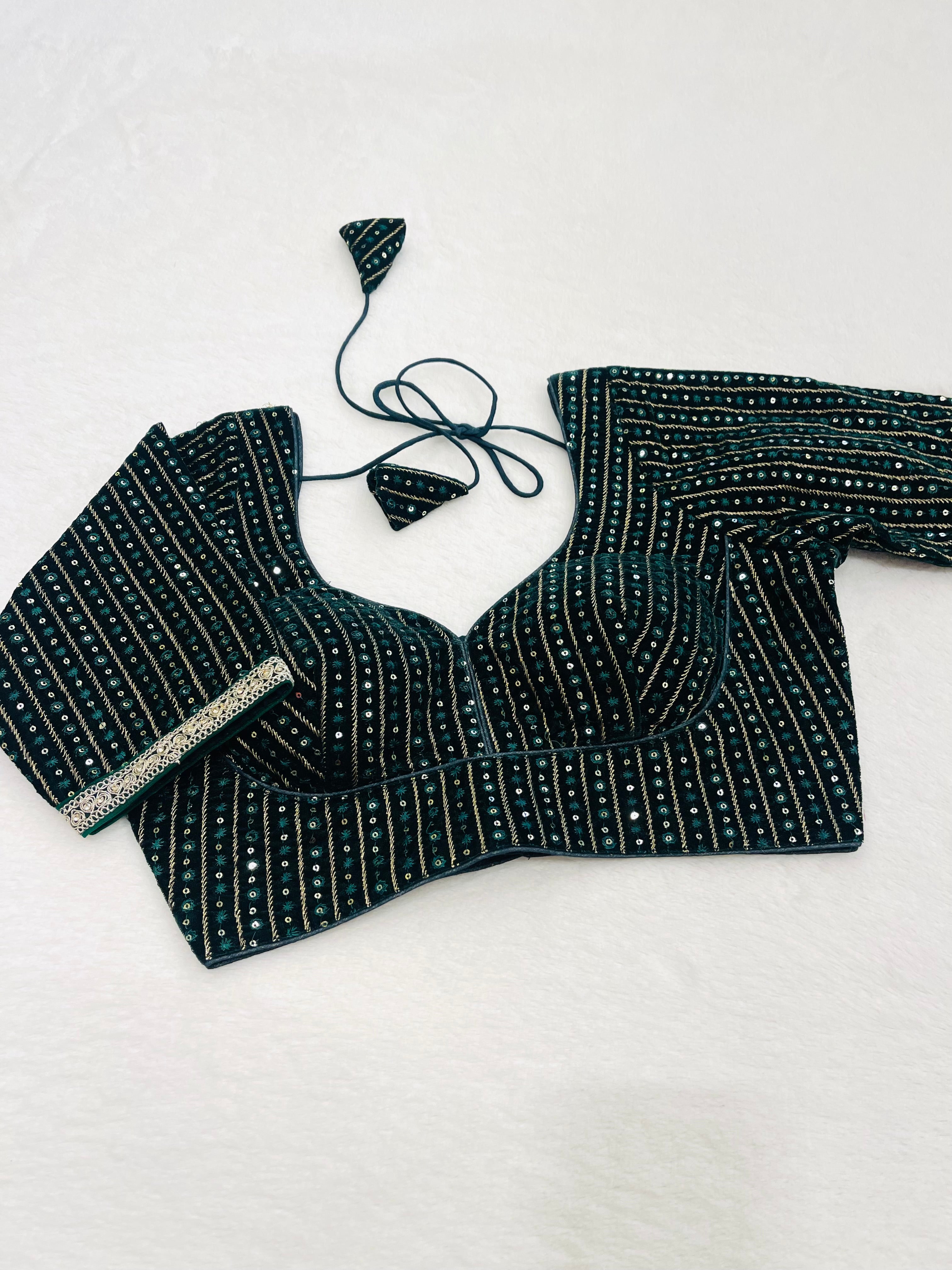 Green Velvet Blouse