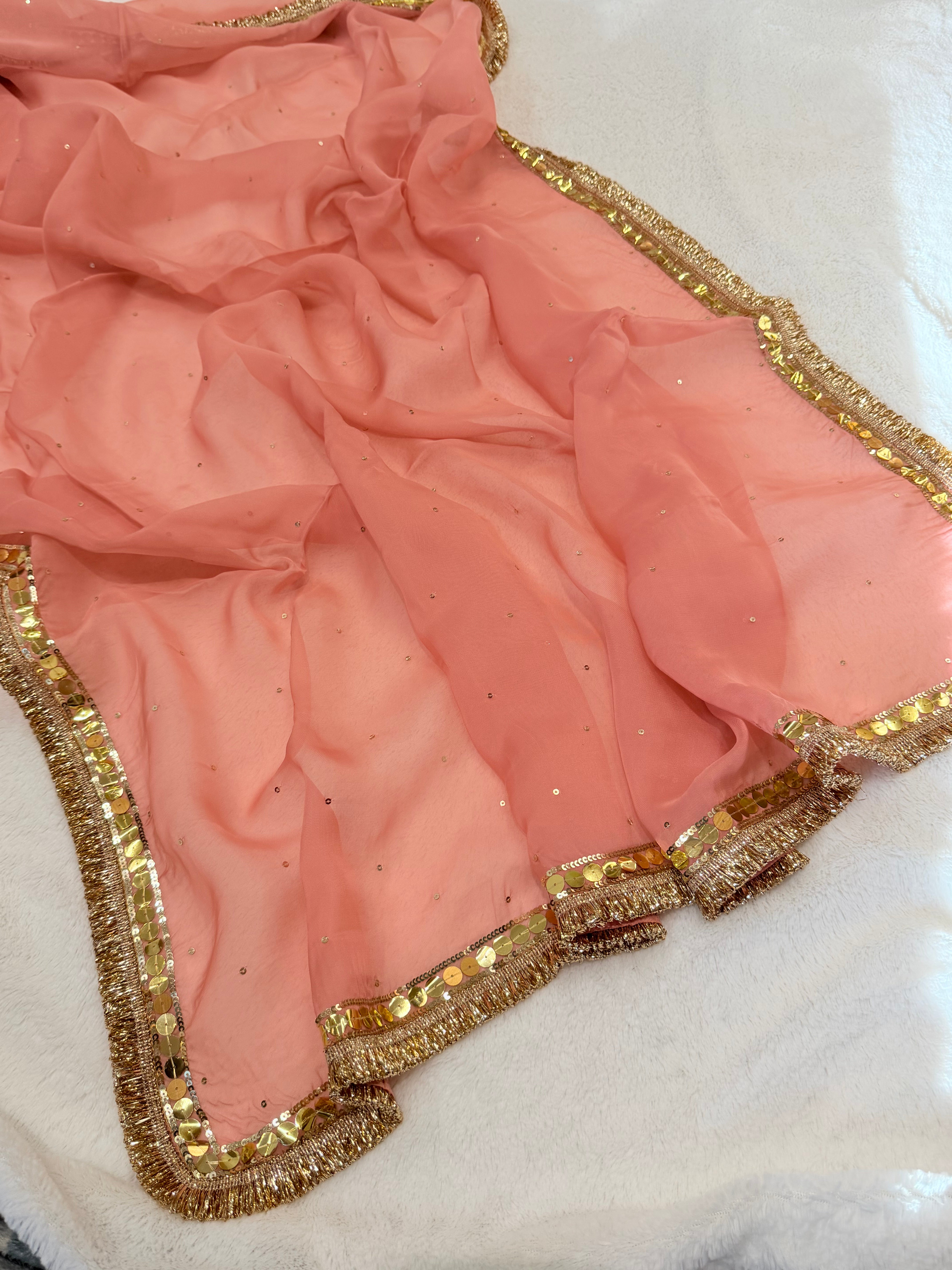 Peach Rose Handwork Saree
