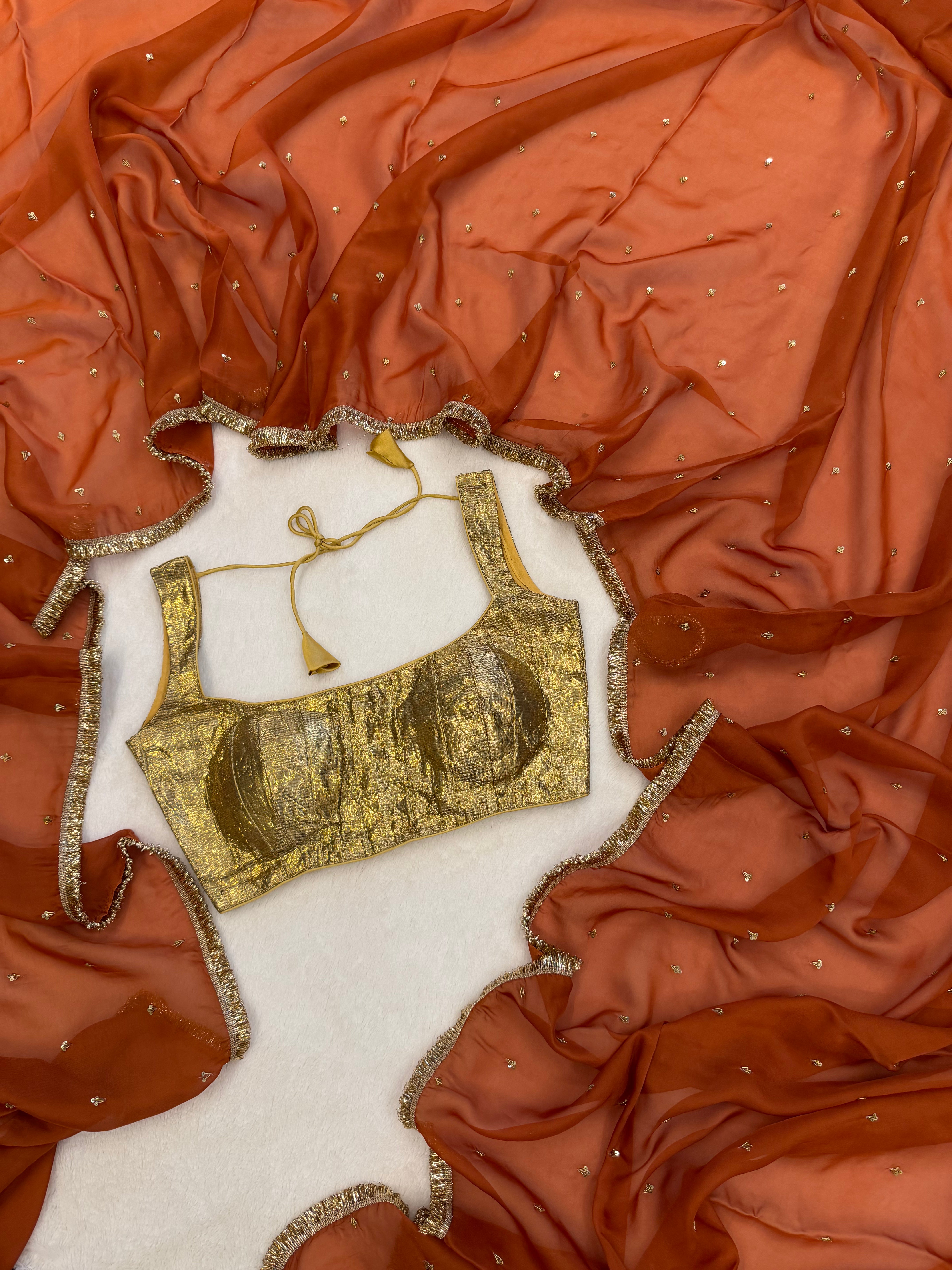 Orange Sky Handwork Saree