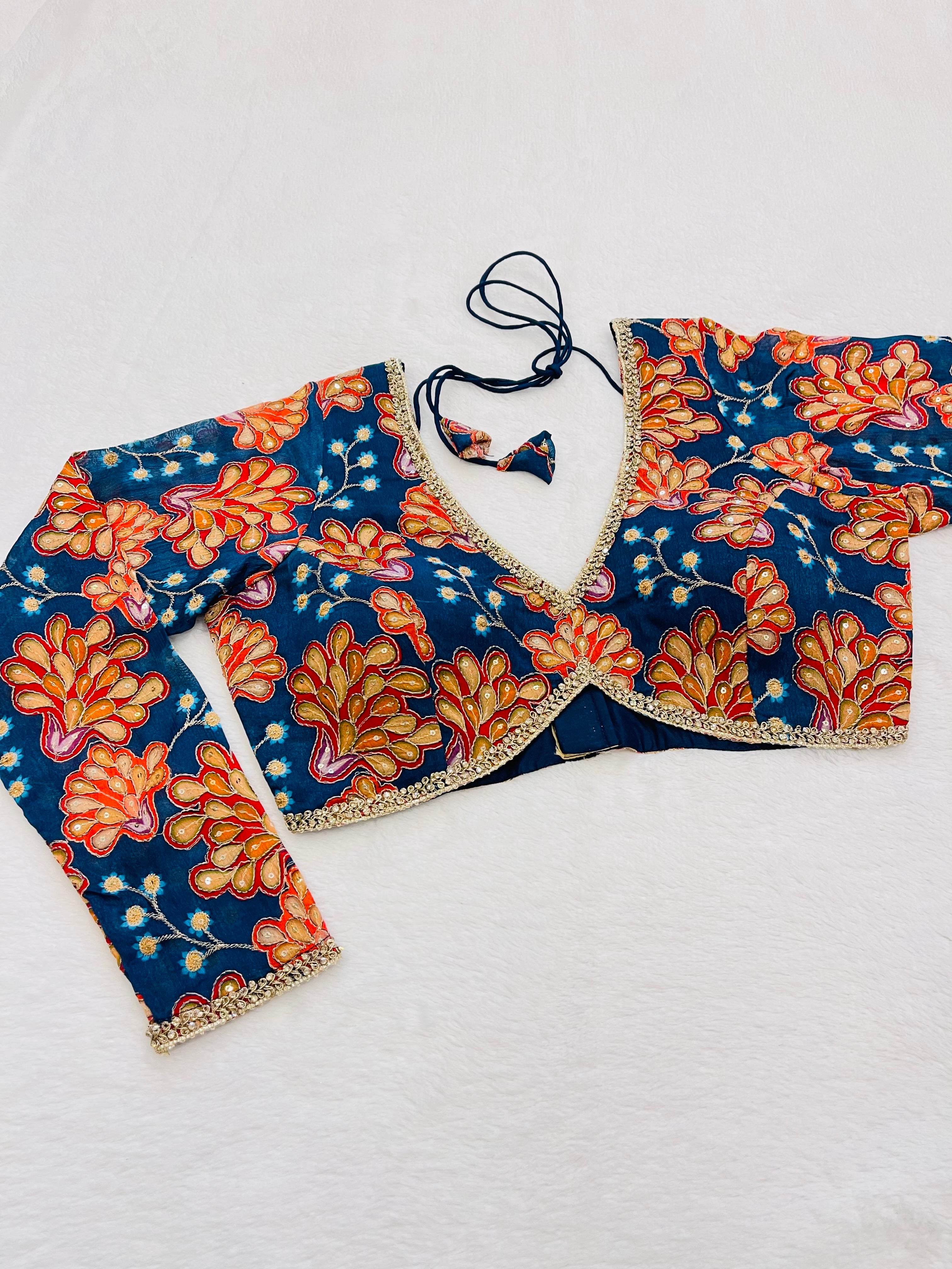 Kaveri Navy Blue Multi Blouse