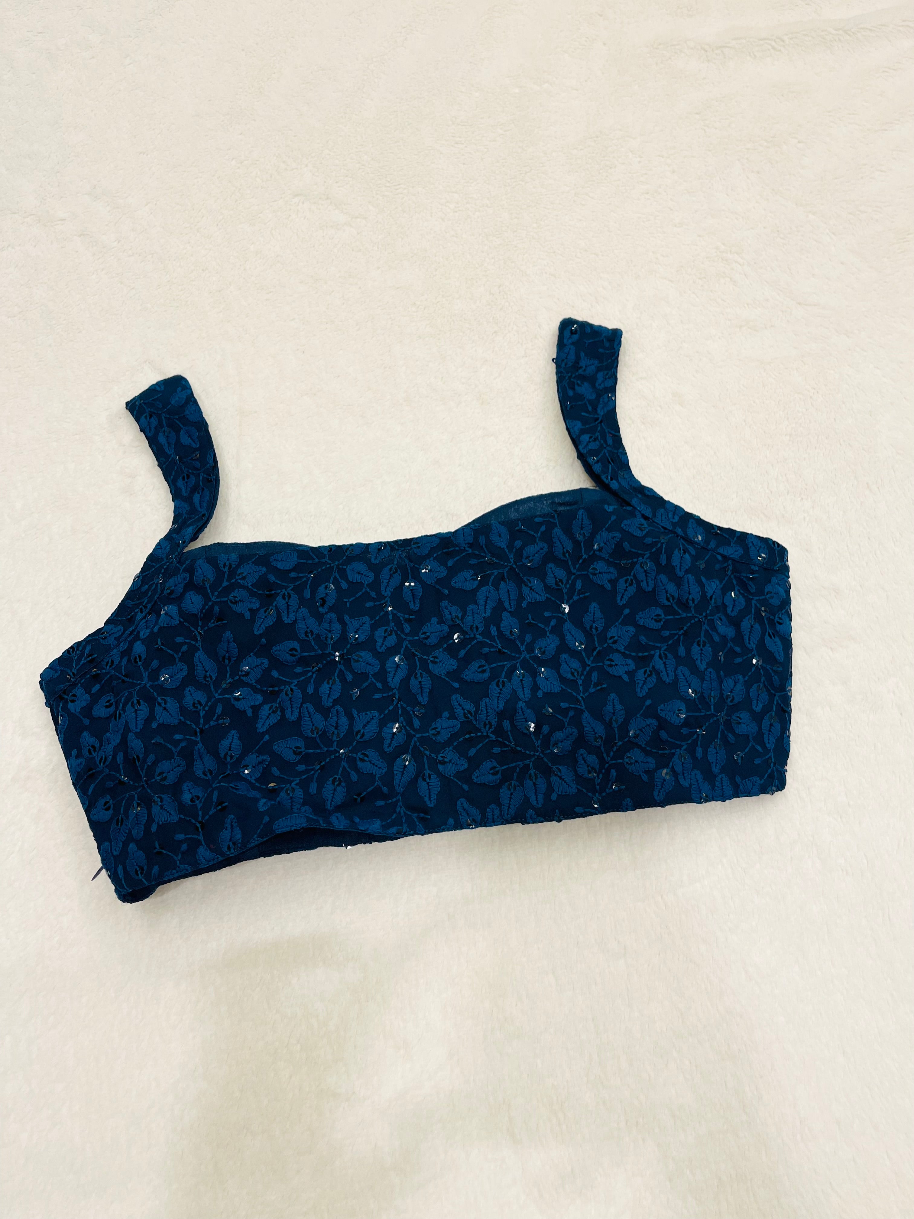 Kaveri Navy Blue Petal Print Blouses