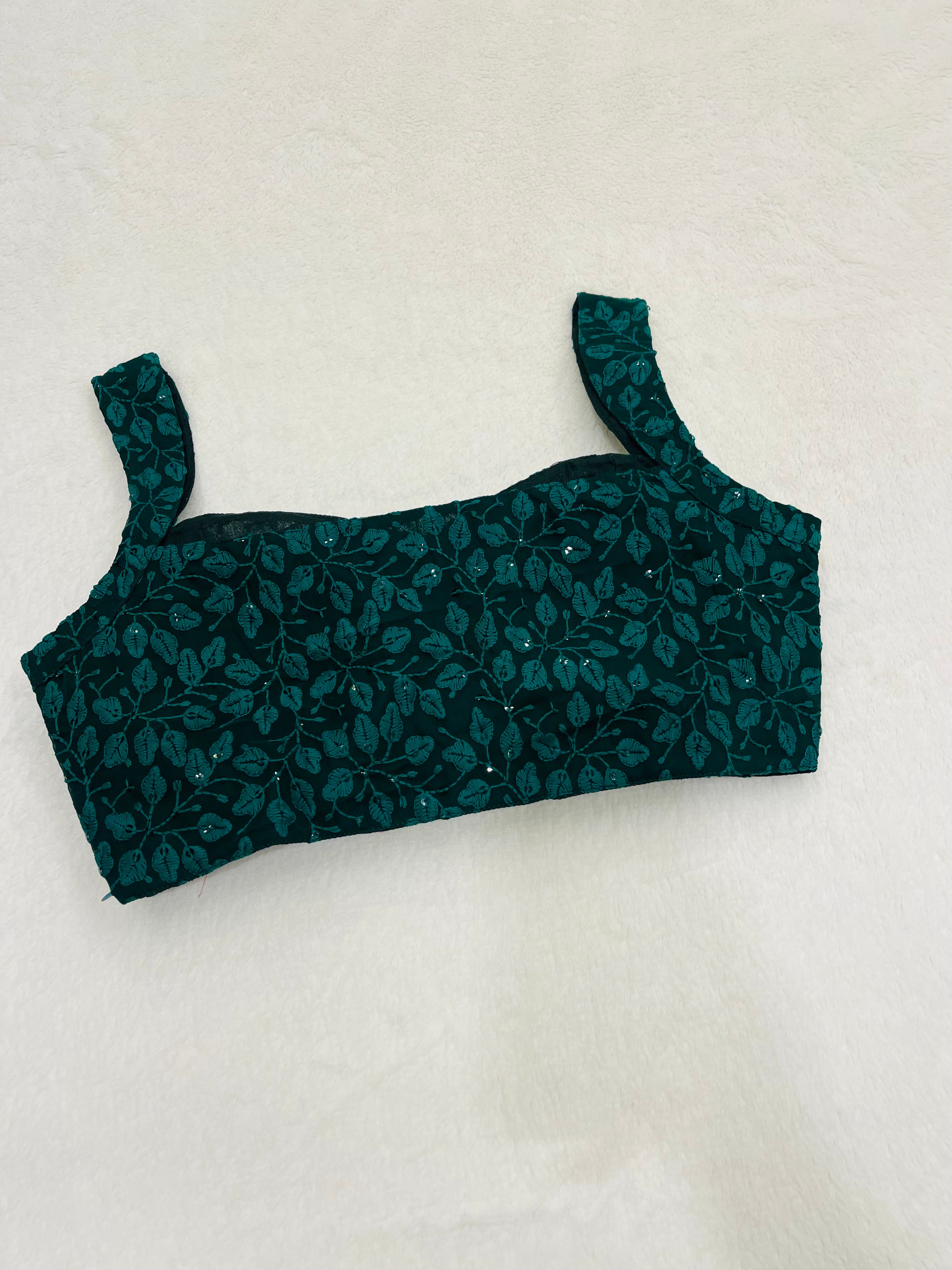 Kaveri Teal Blue Petal Print Blouses