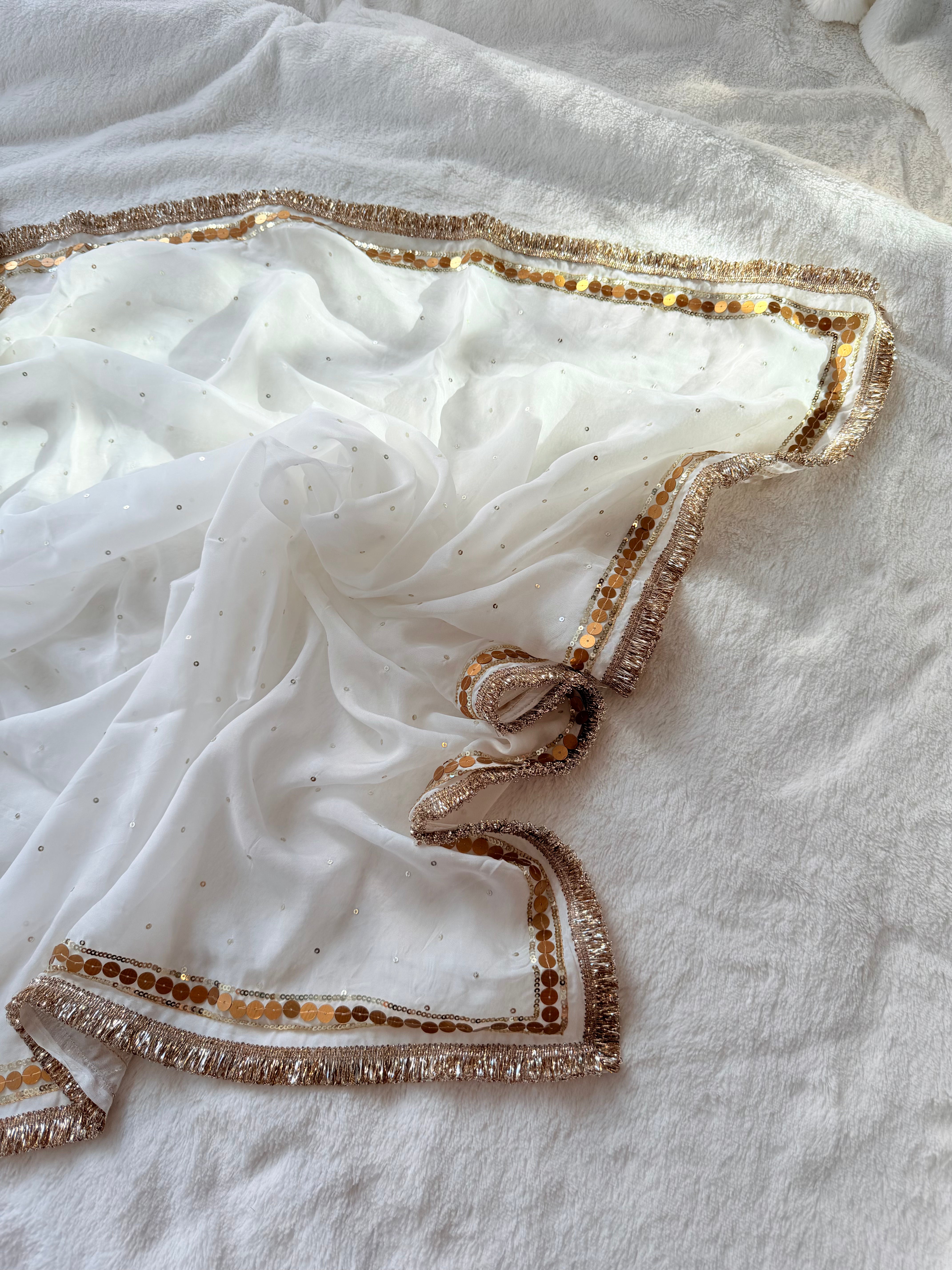 Golden Cloud Handwork saree