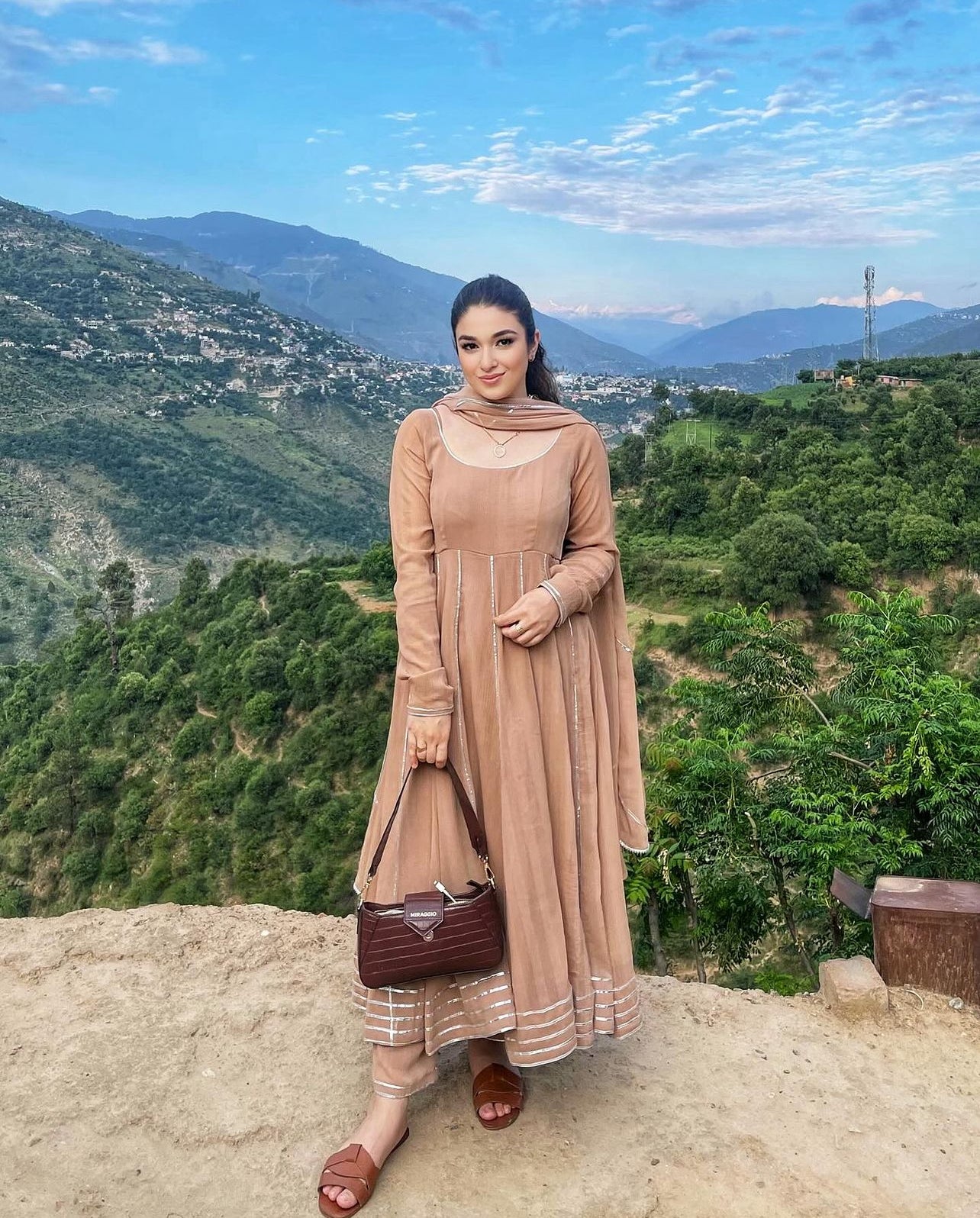 Espresso gotta work anarkali gown