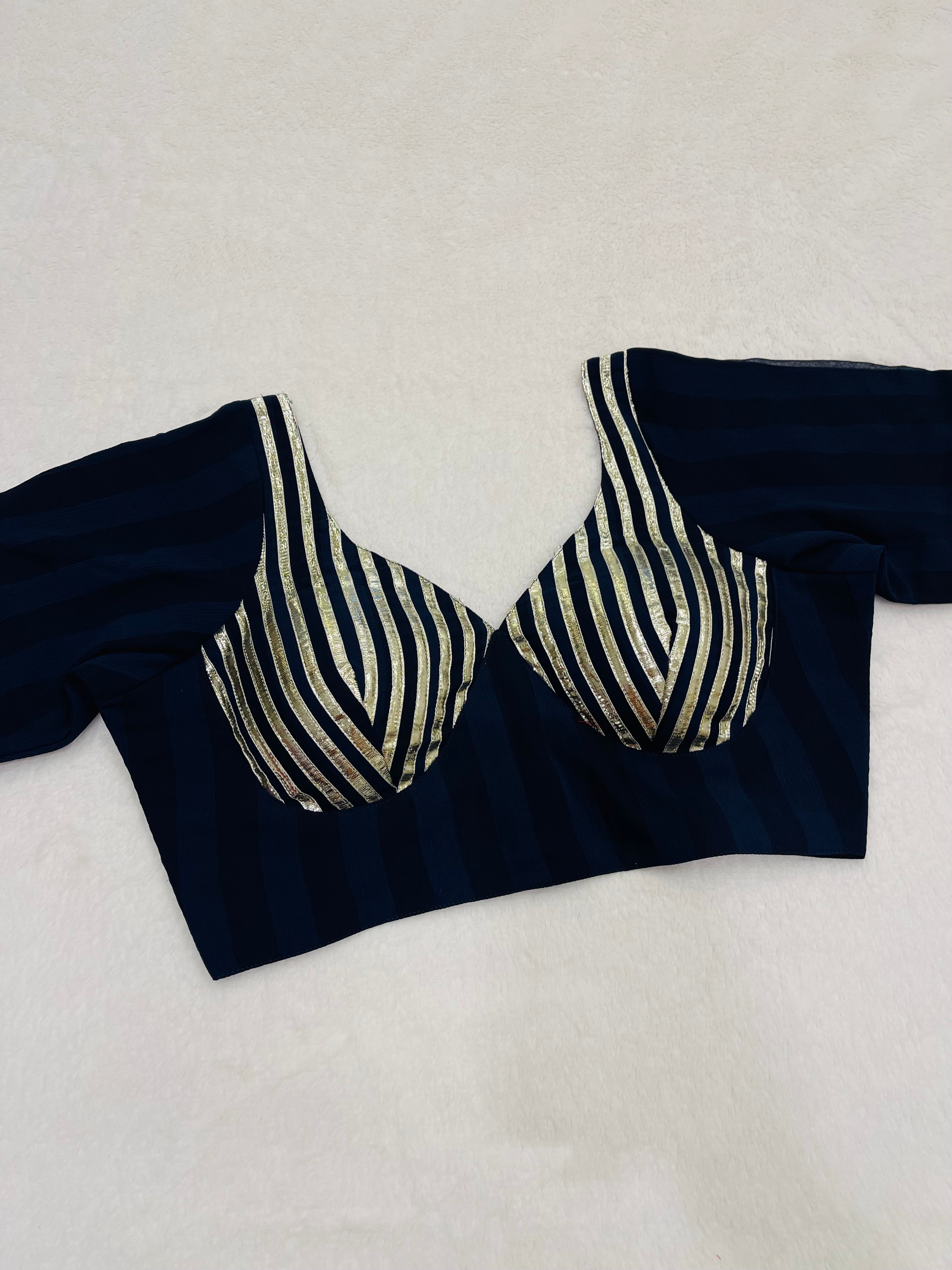 Navy Blue Gotta Work Sleeves Blouse