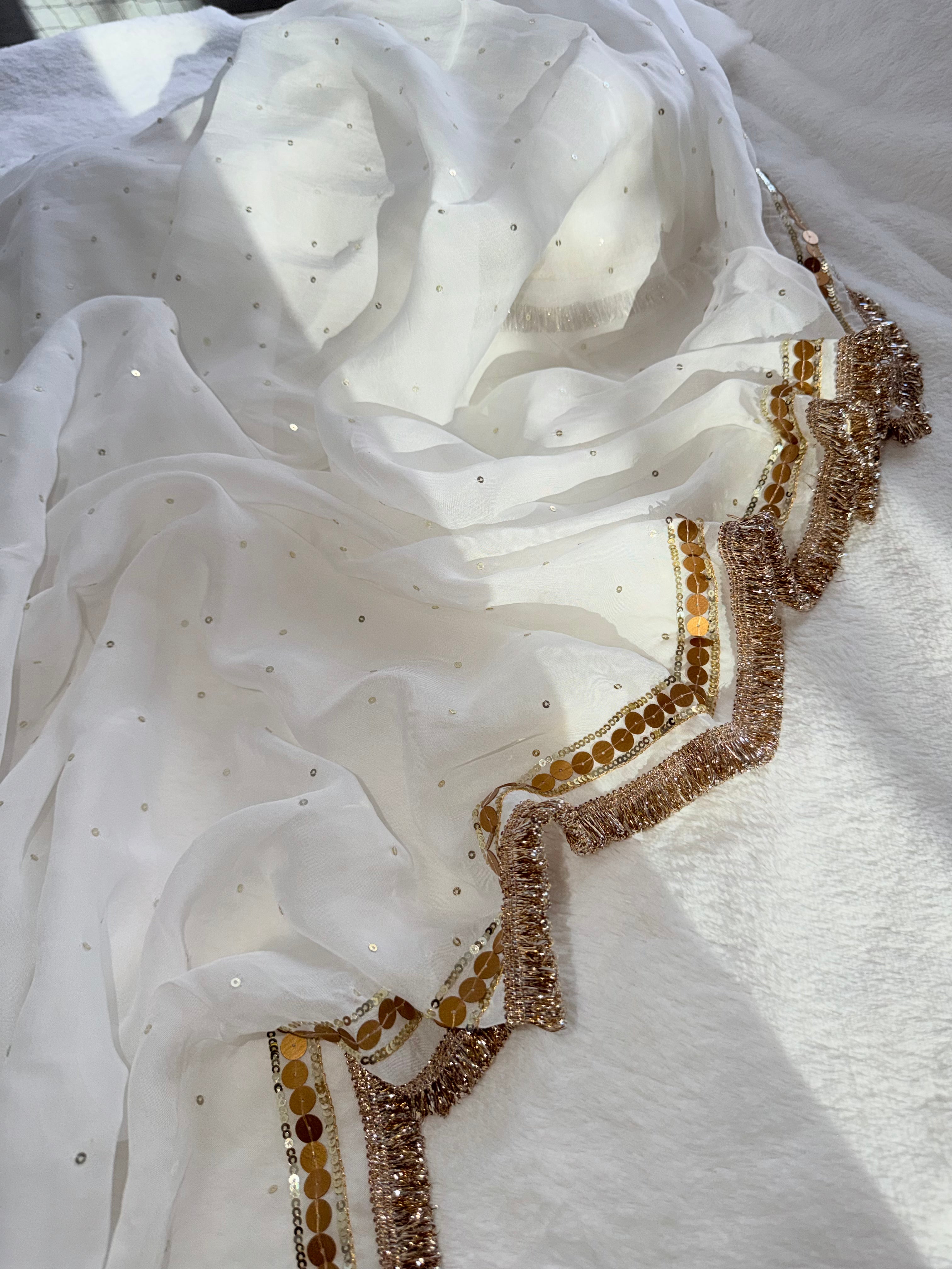 Golden Cloud Handwork saree