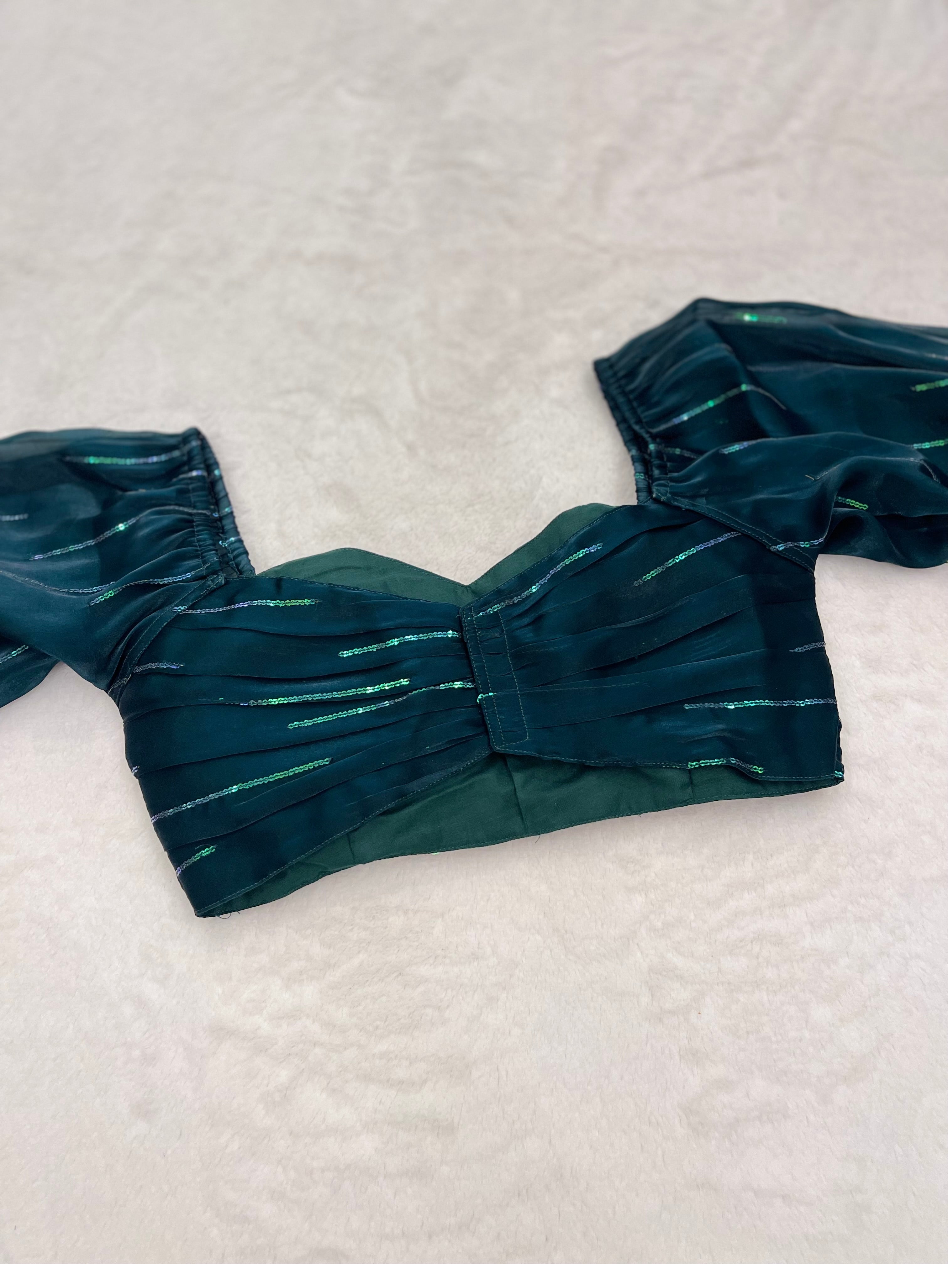 Divine Teal Blue Full sleeves Blouse