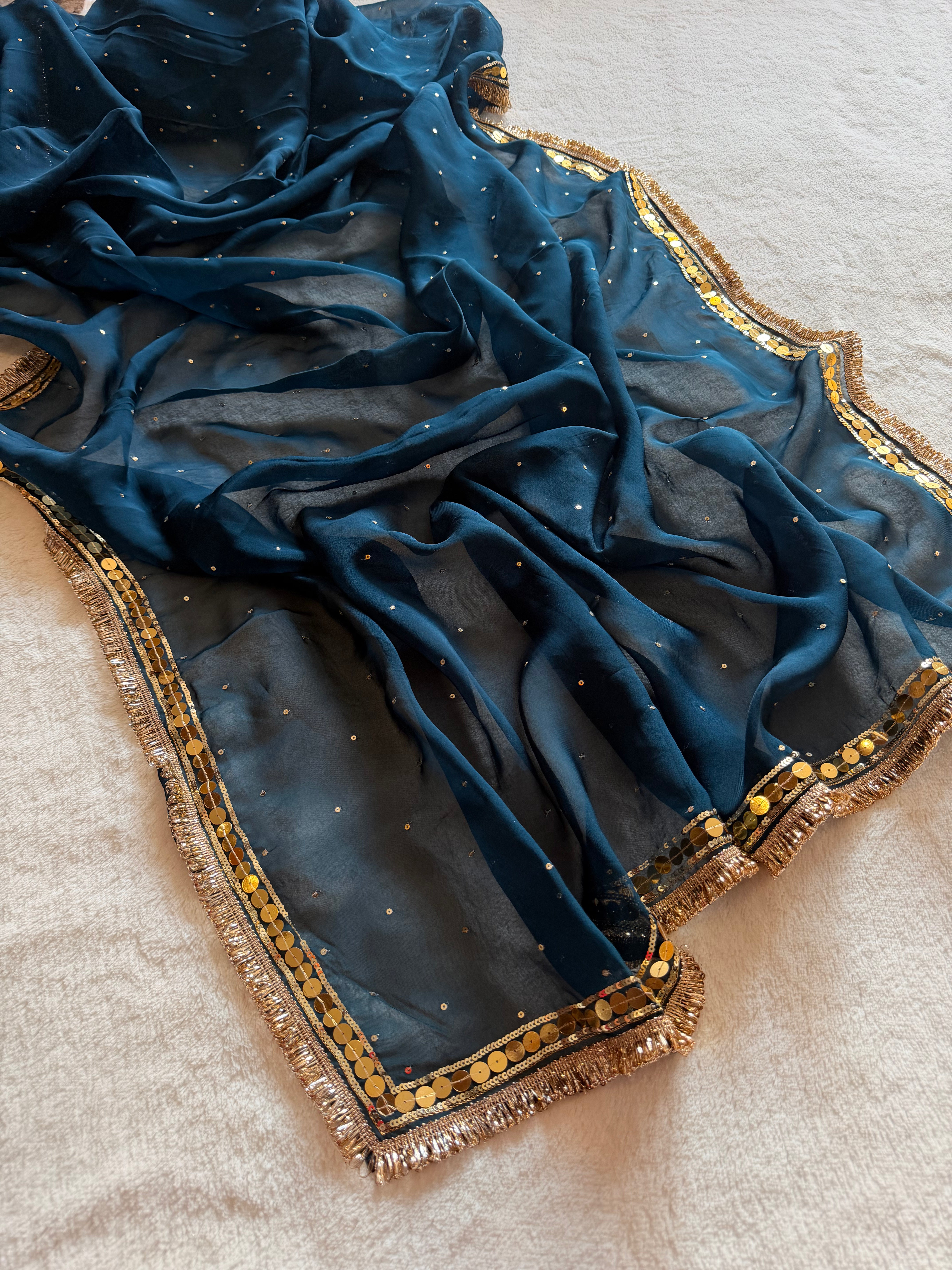 Chandra Hand Embroidered Organza Saree