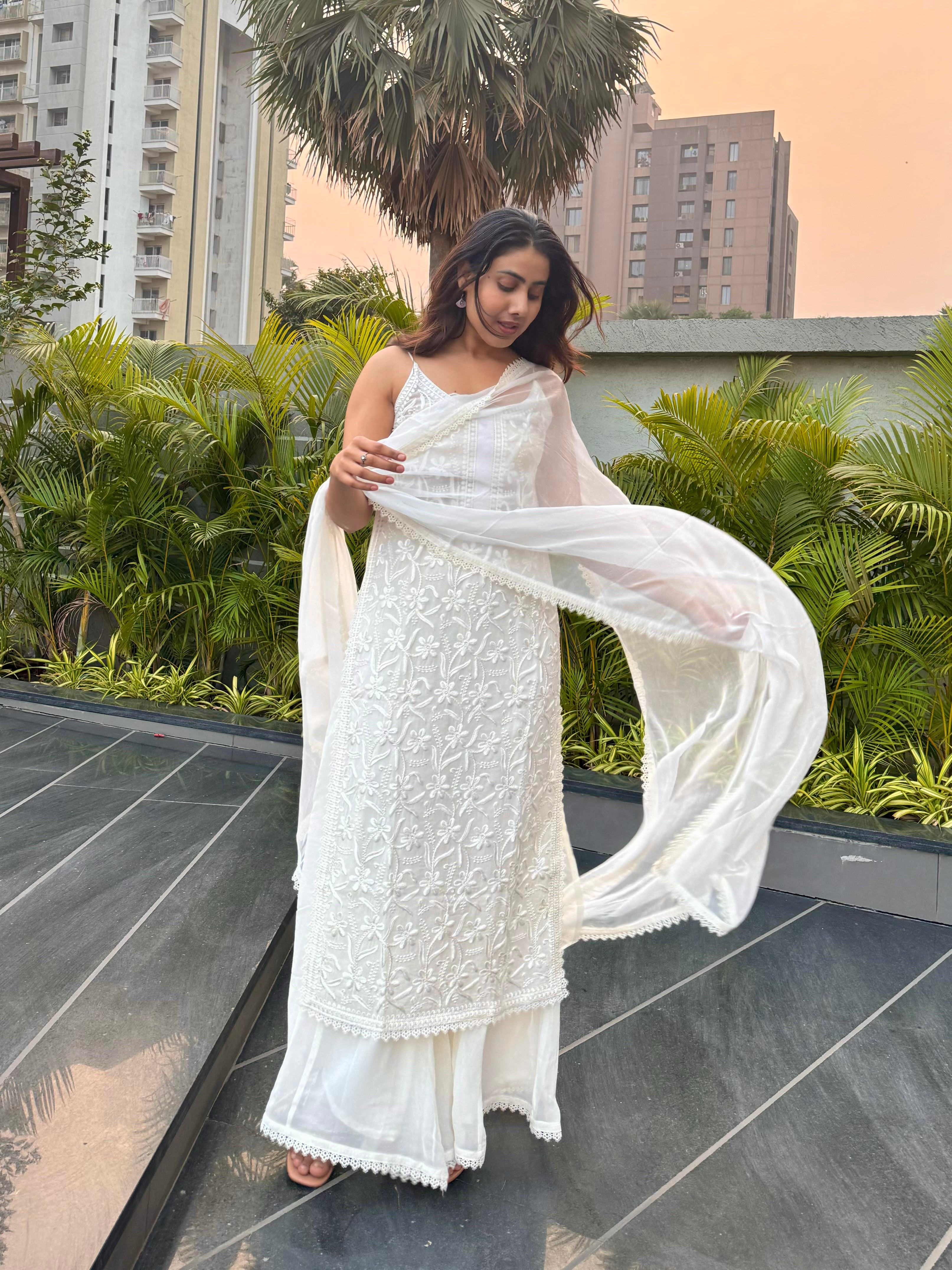 Aradhya ivory white suit set