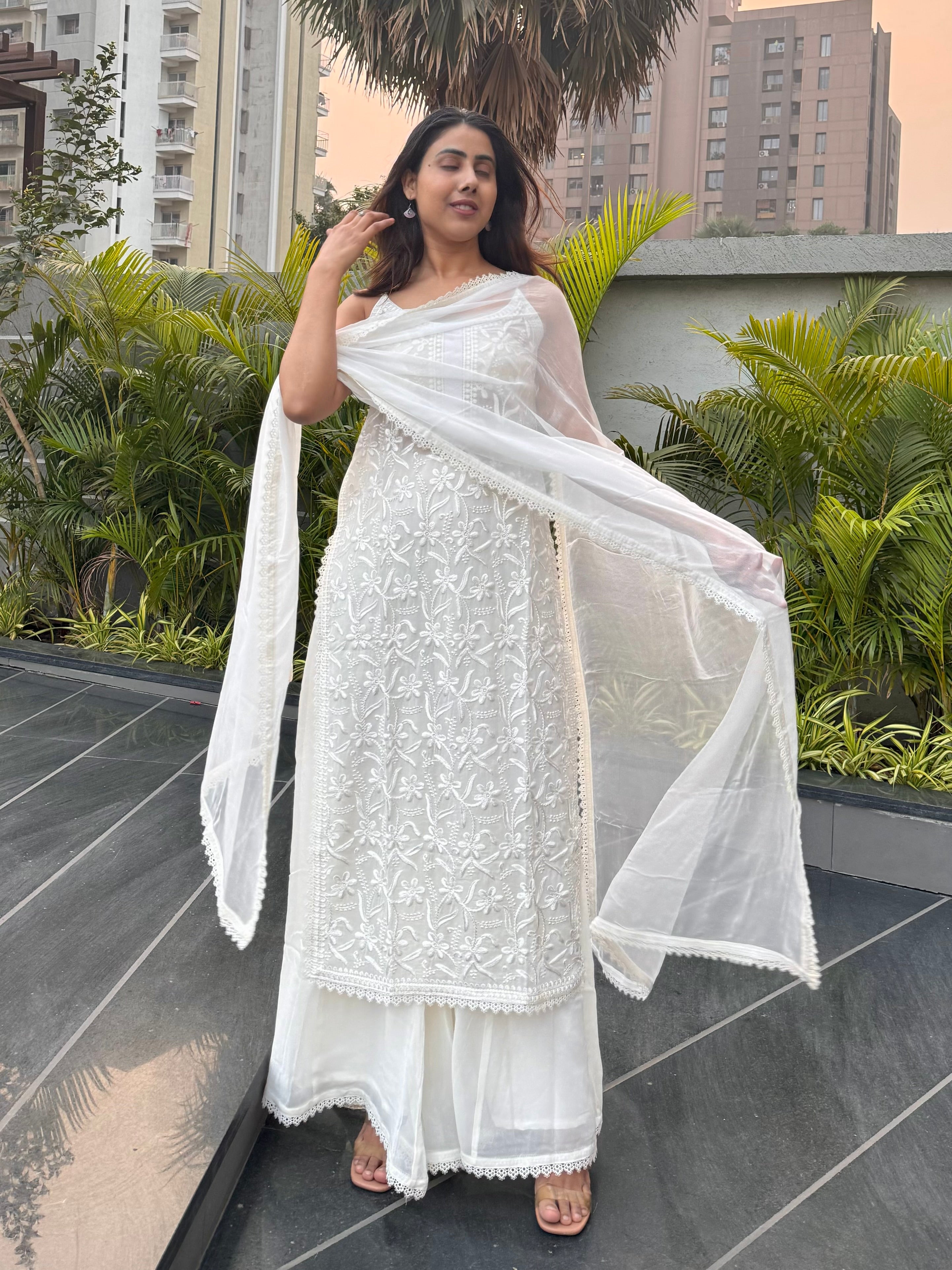 Aradhya ivory white suit set