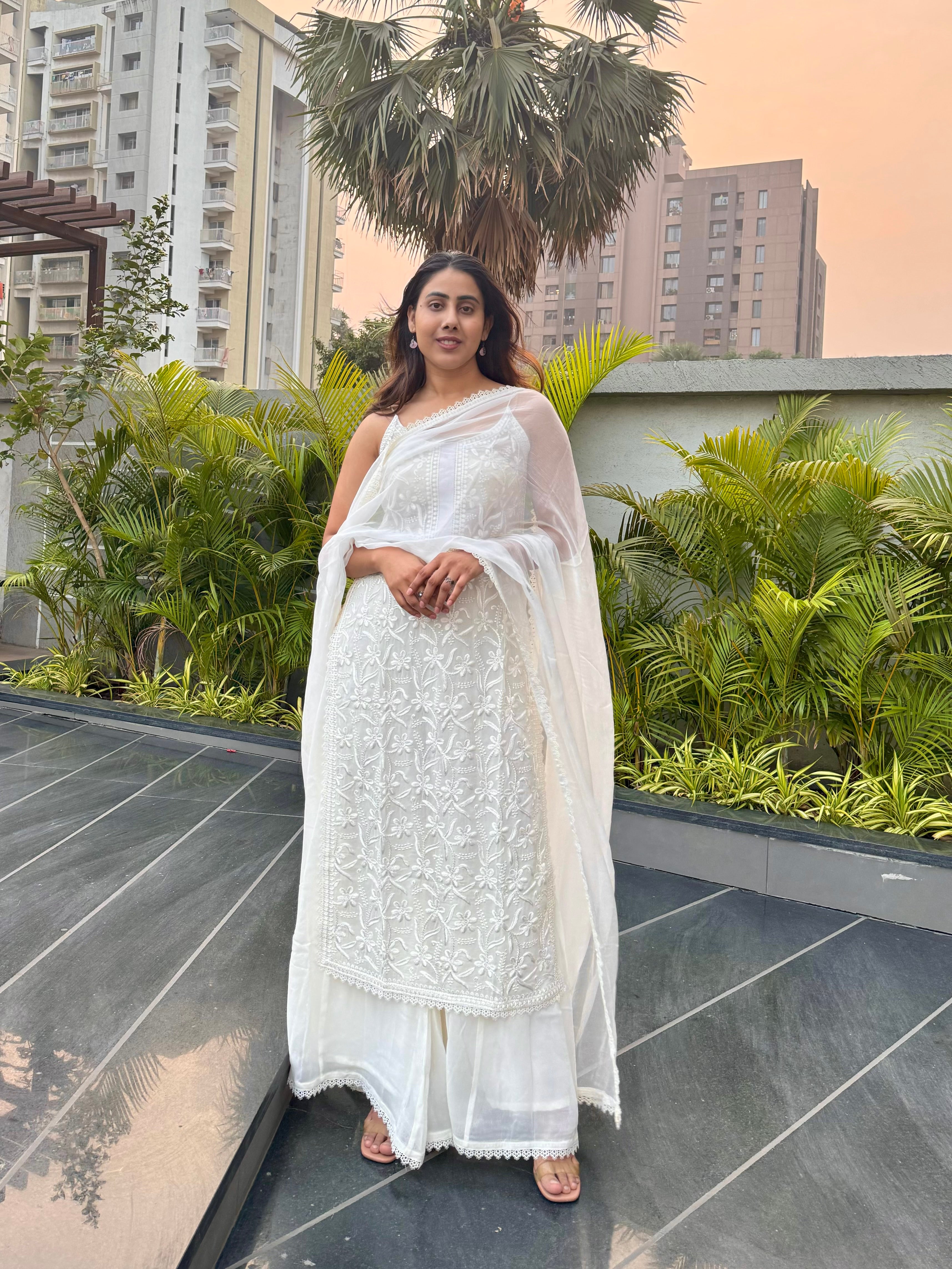 Aradhya ivory white suit set