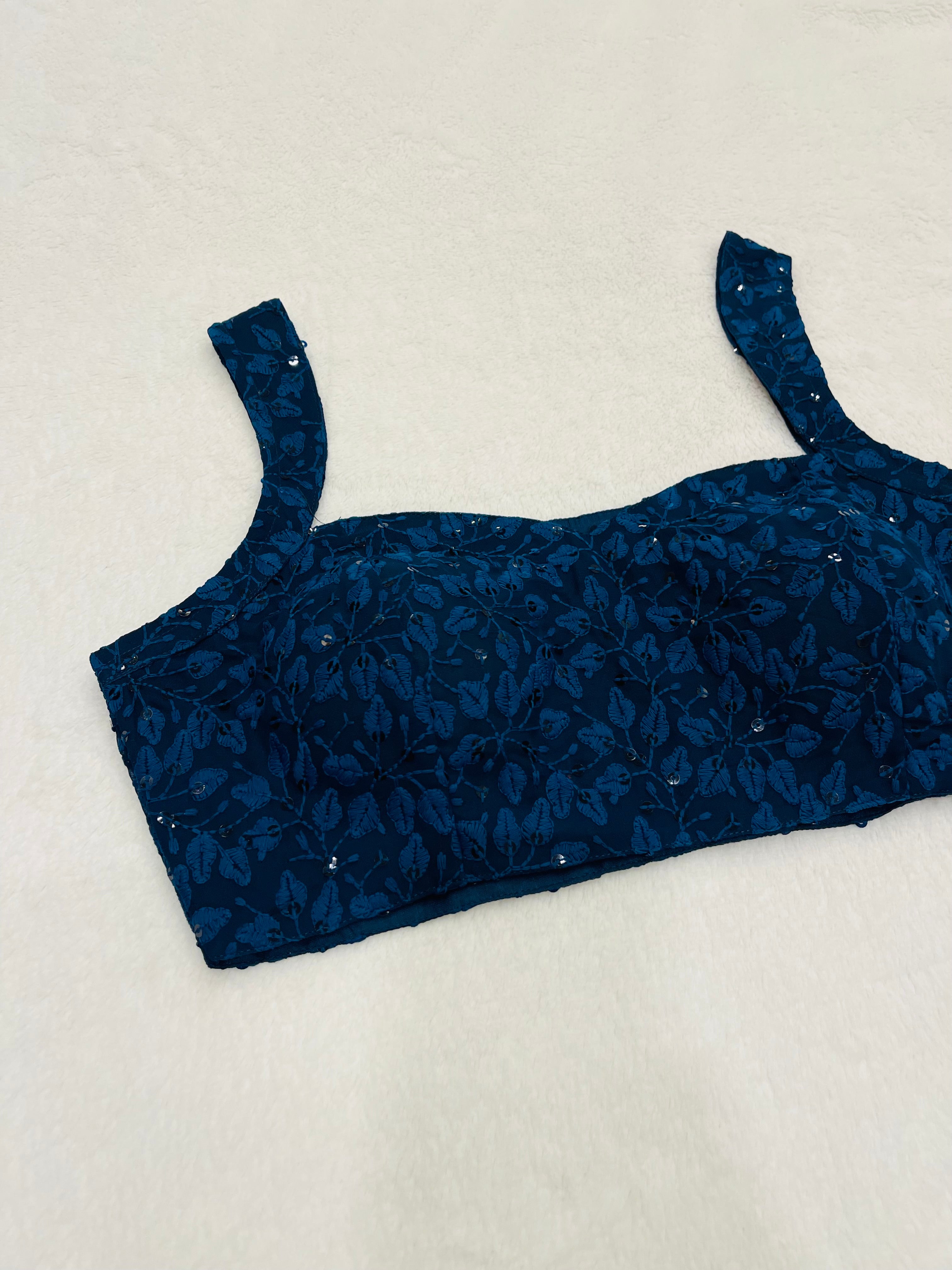 Kaveri Navy Blue Petal Print Blouses