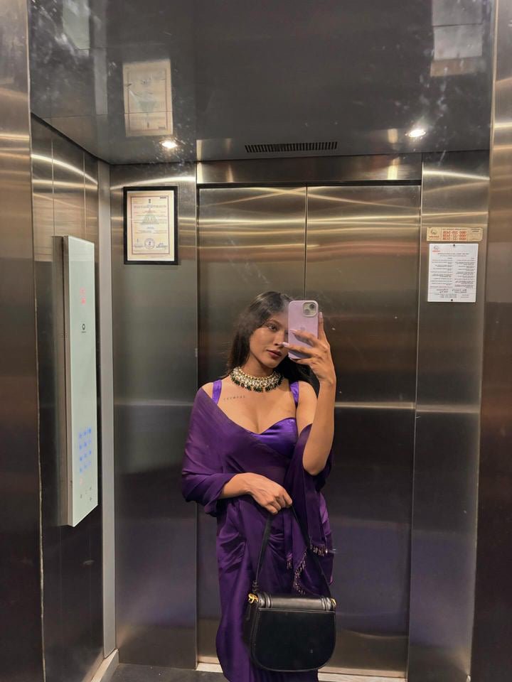 Kashish Satin violet blouse