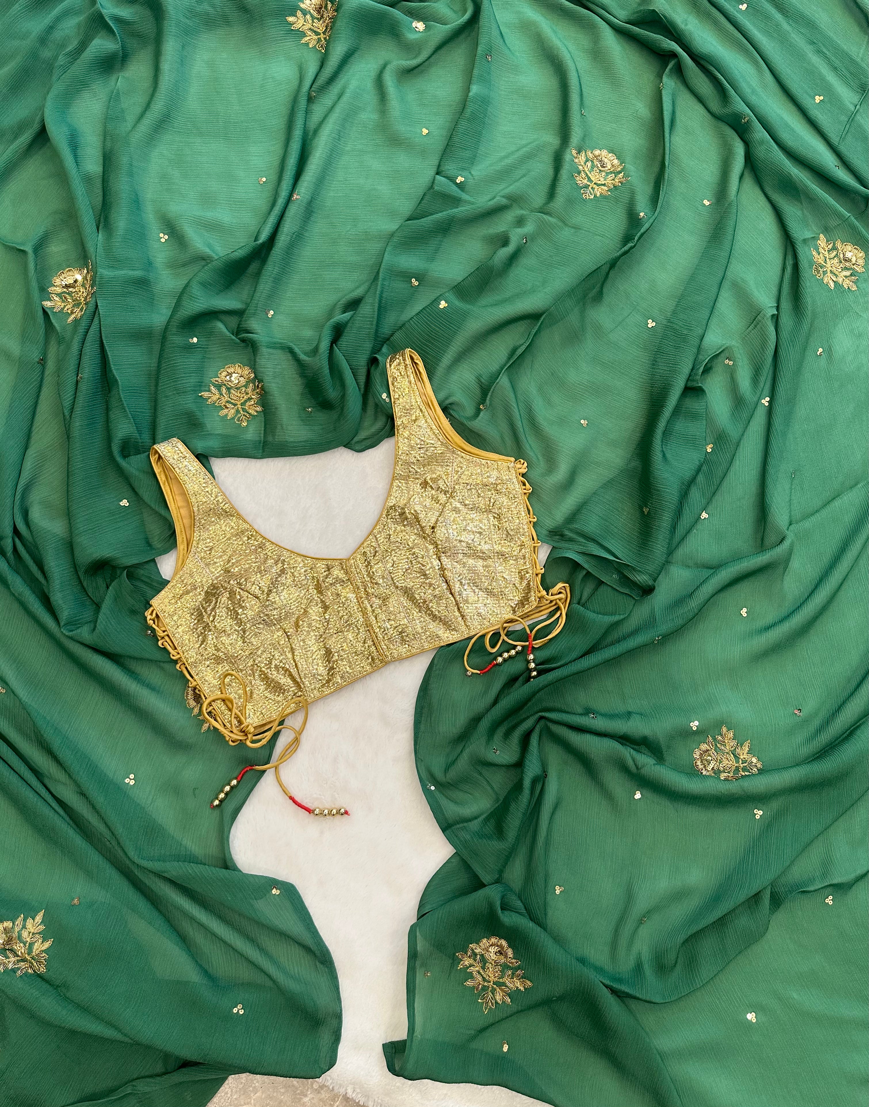 Green Chiffon Saree