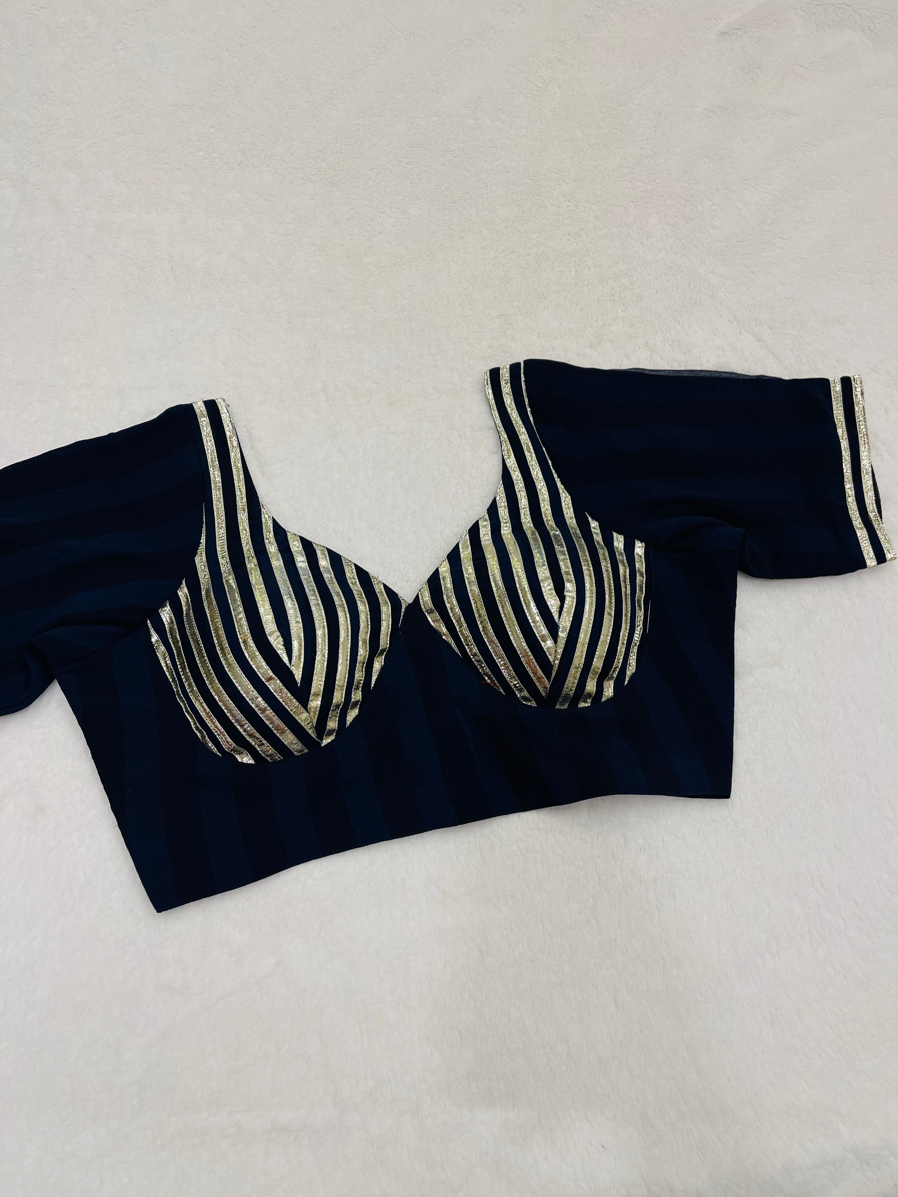 Navy Blue Gotta Work Sleeves Blouse