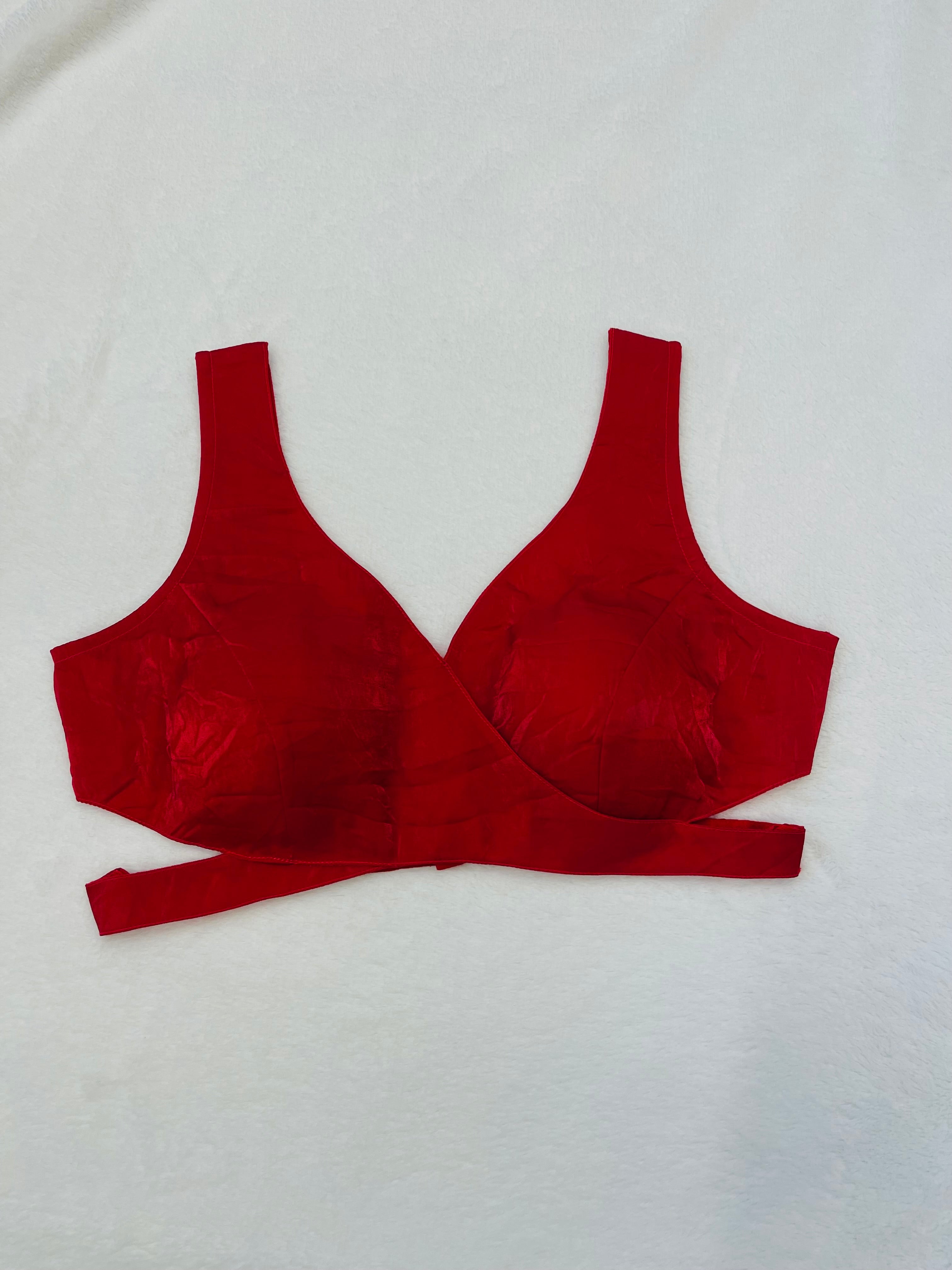 Sunehari Organza Red Deep Neck Blouse