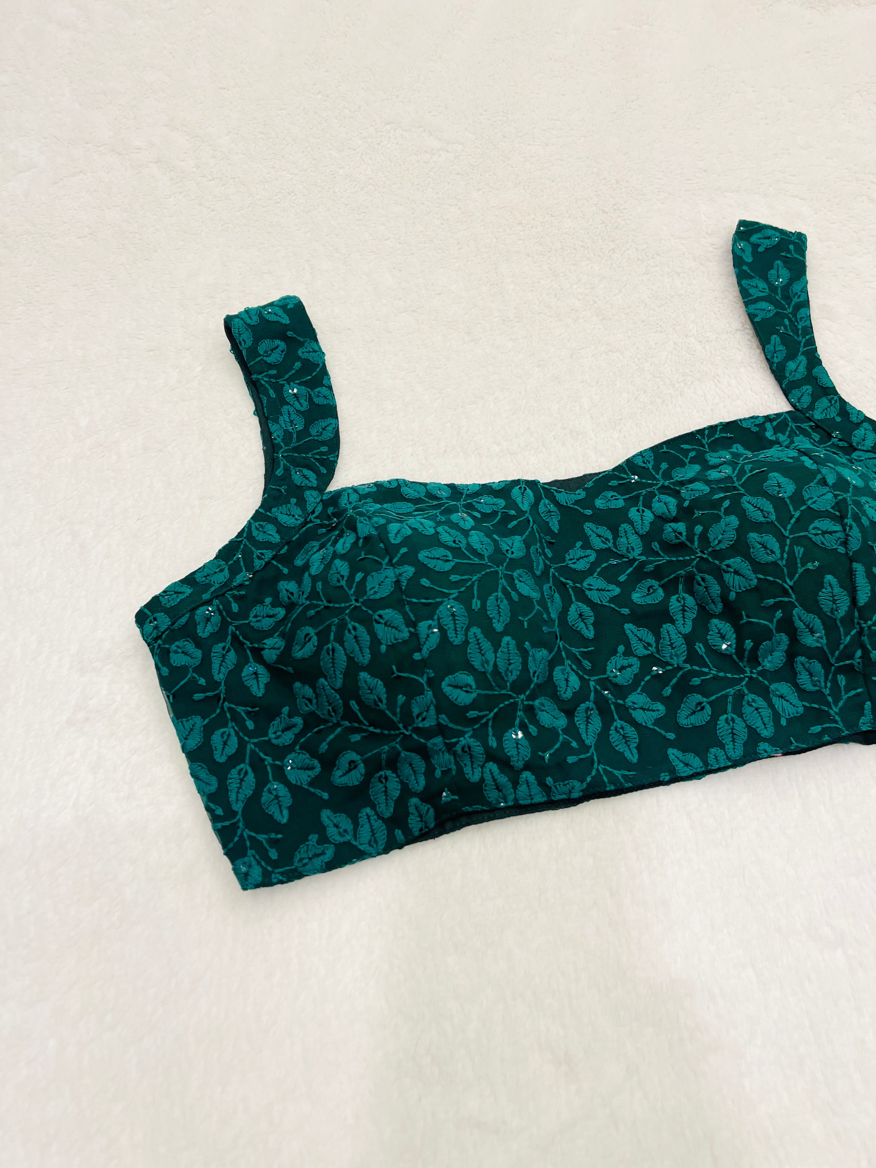 Kaveri Teal Blue Petal Print Blouses