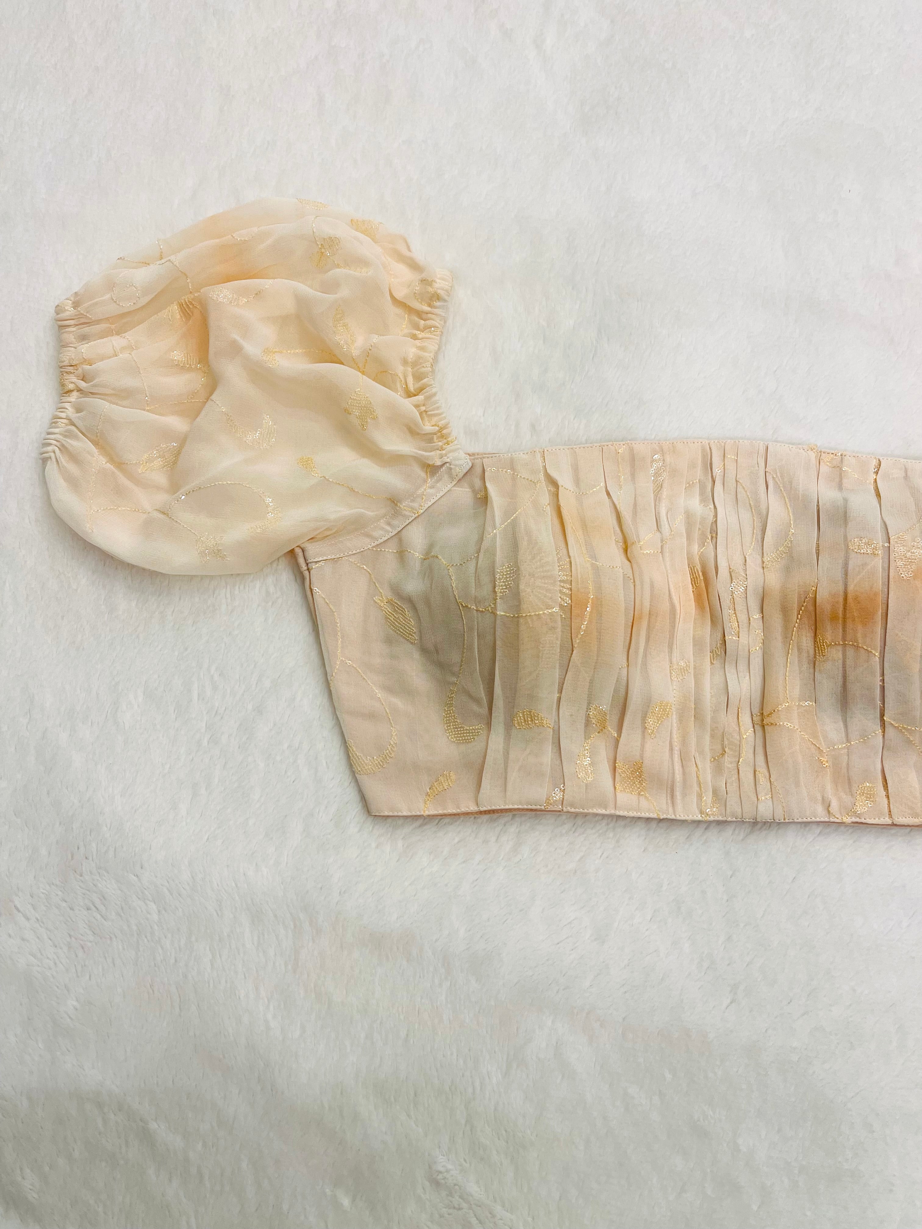 Divine White Orange Ballon Blouse