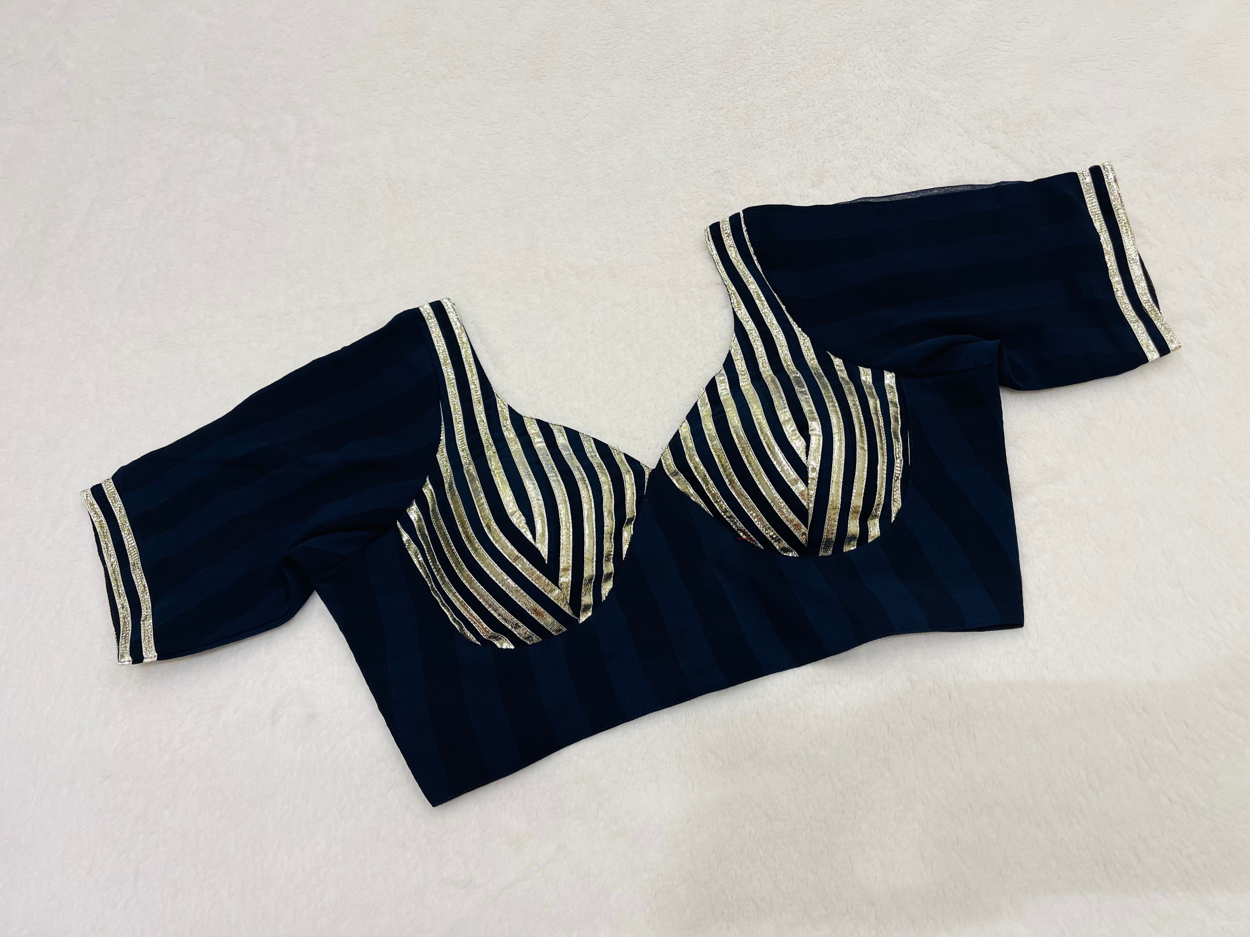 Navy Blue Gotta Work Sleeves Blouse