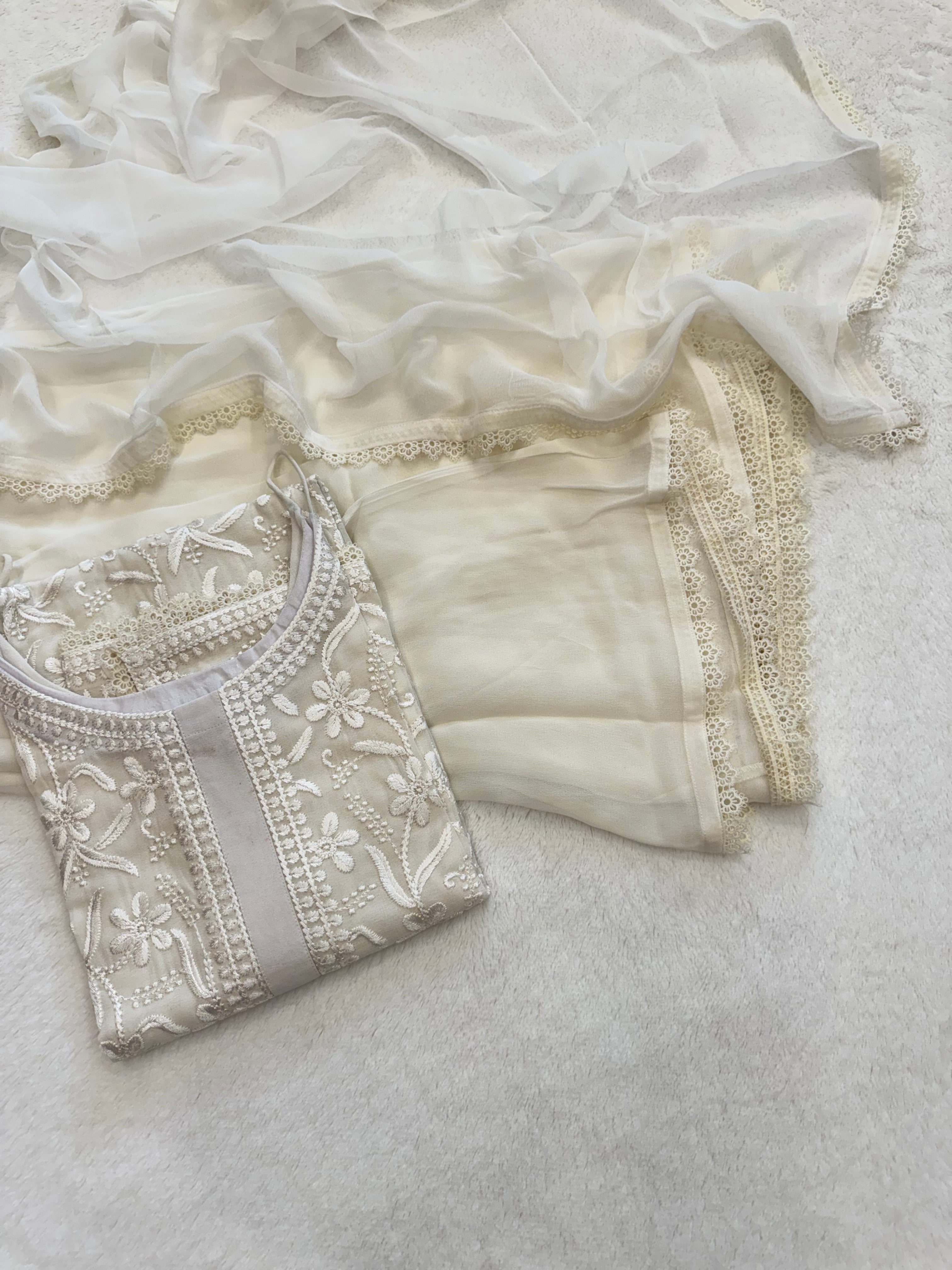 Aradhya ivory white suit set