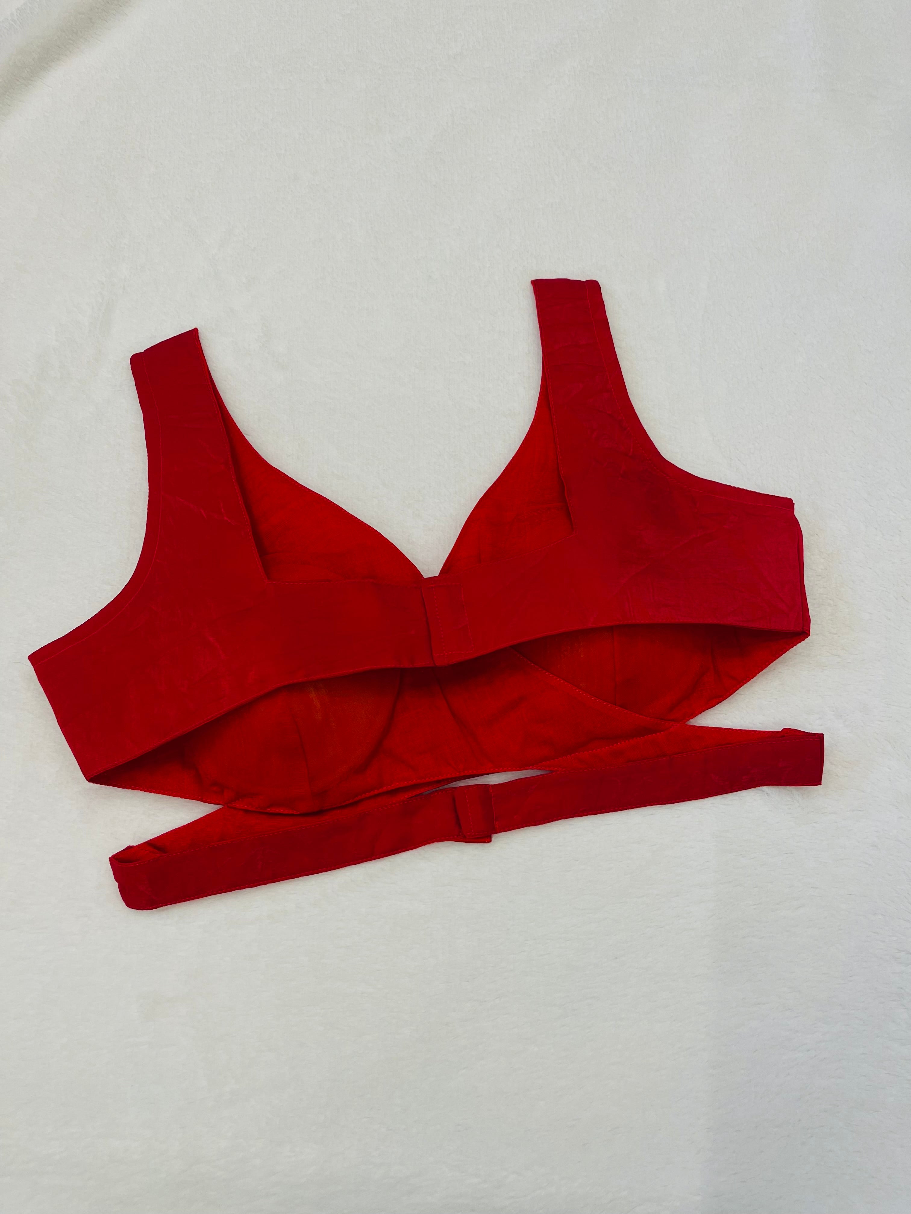 Sunehari Organza Red Deep Neck Blouse