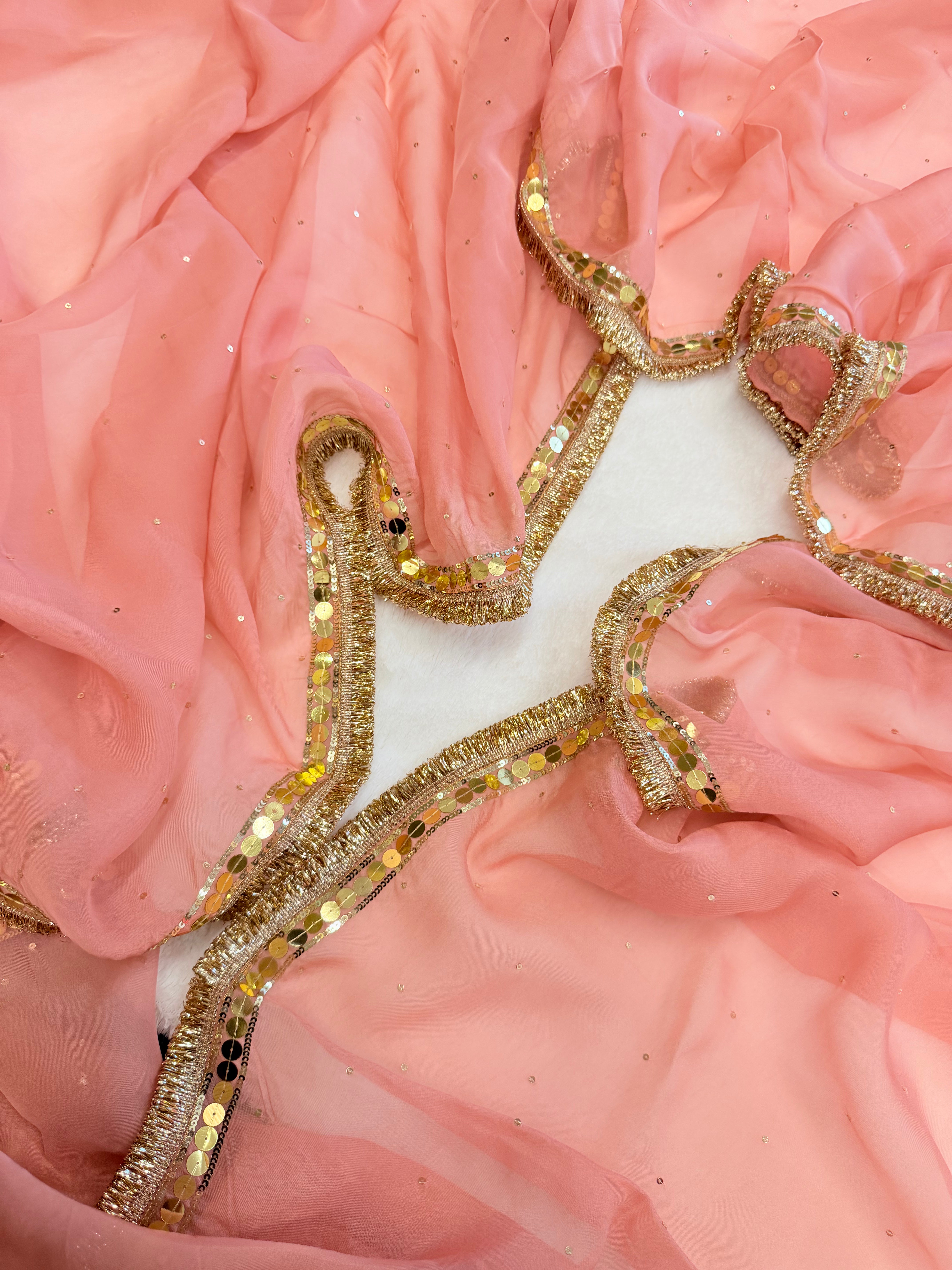 Peach Rose Handwork Saree