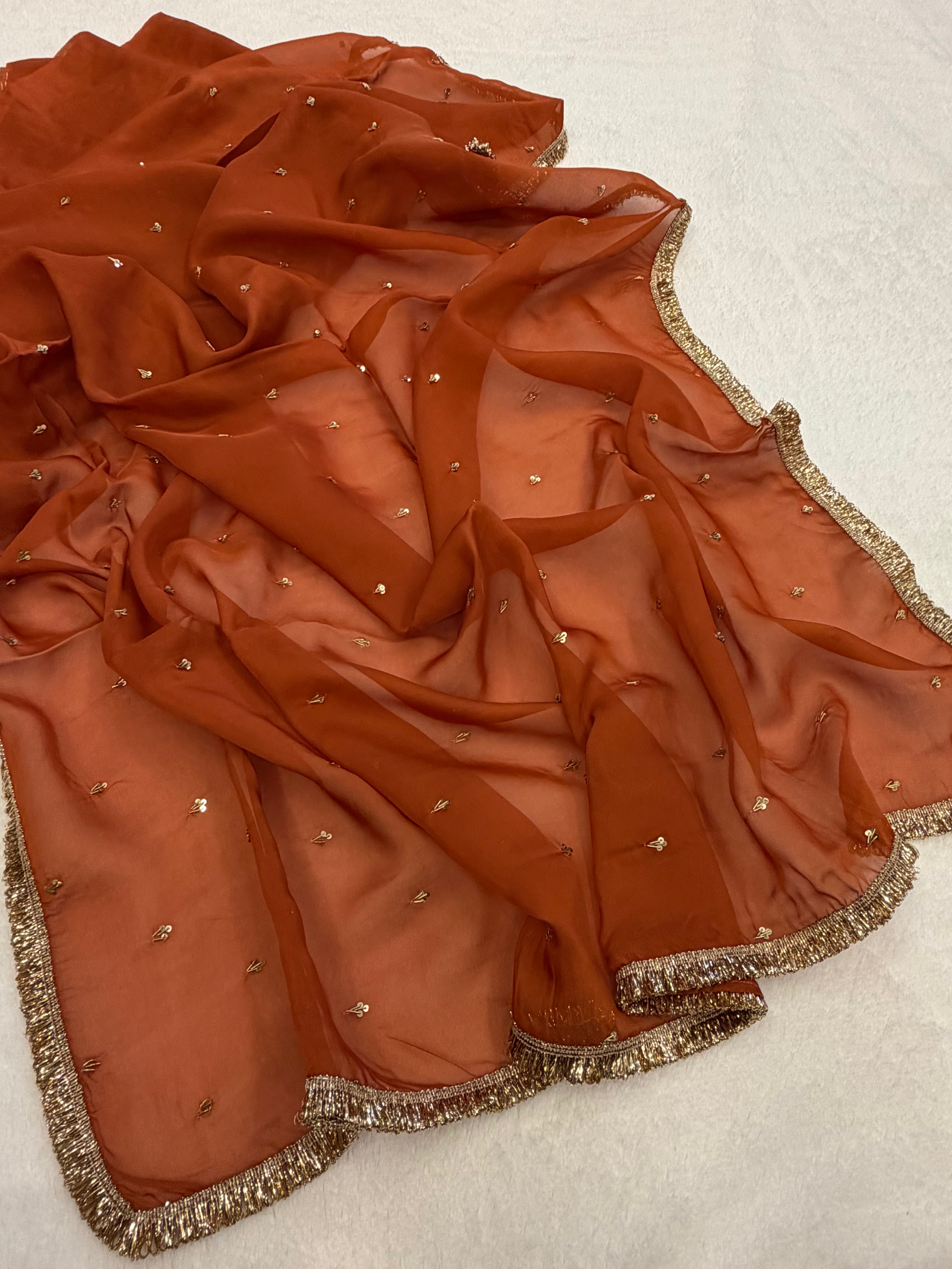 Orange Sky Handwork Saree