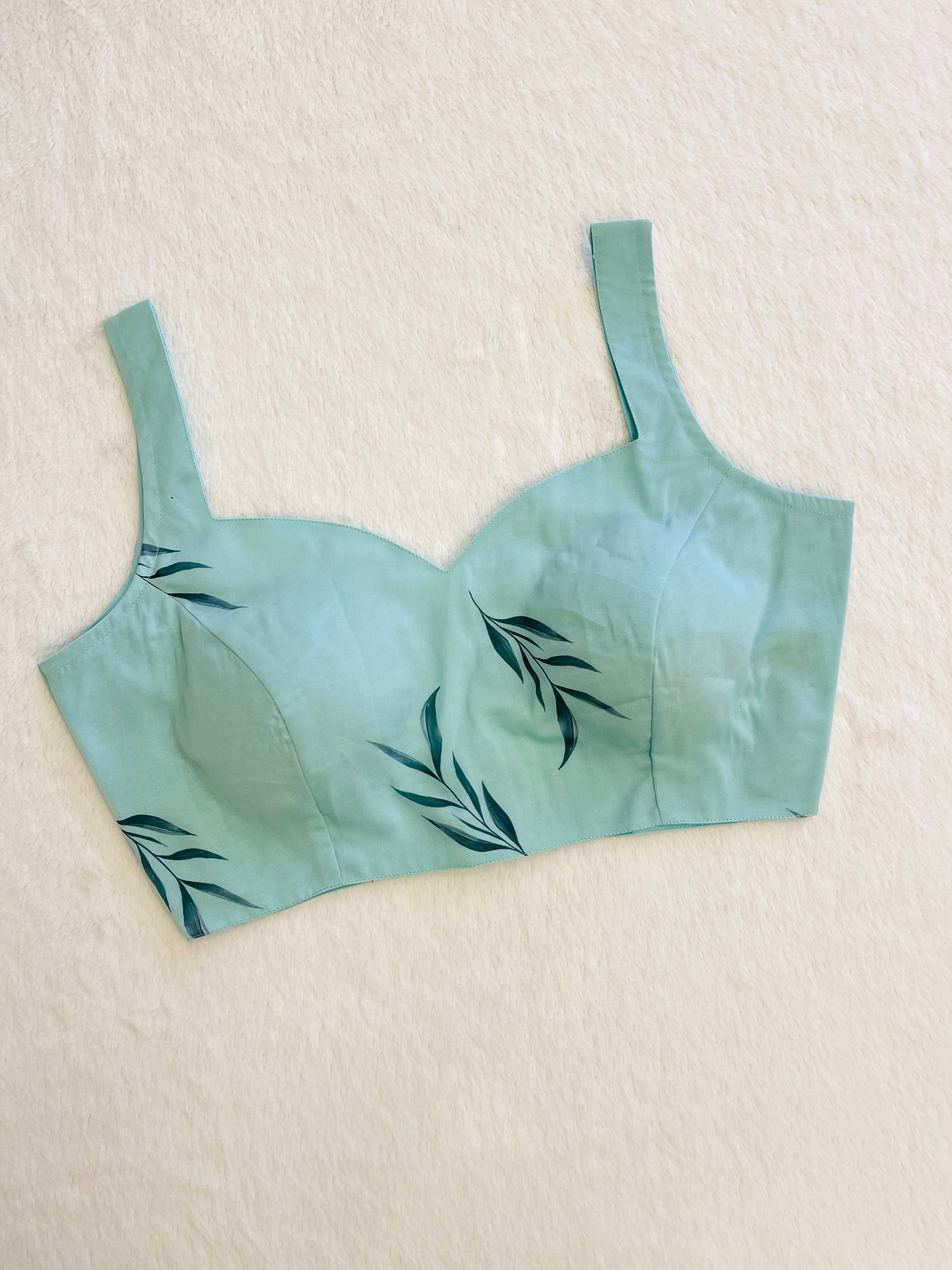 Ruhana turquoise organza hand paint blouse