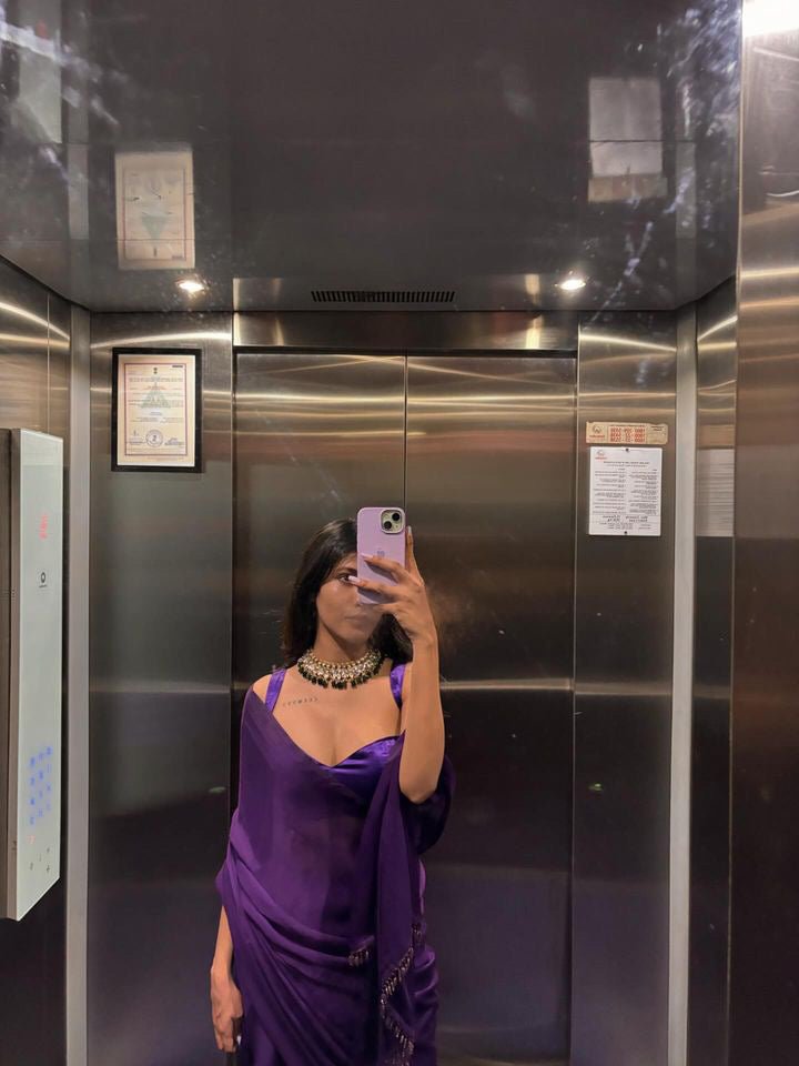 Kashish Satin violet blouse