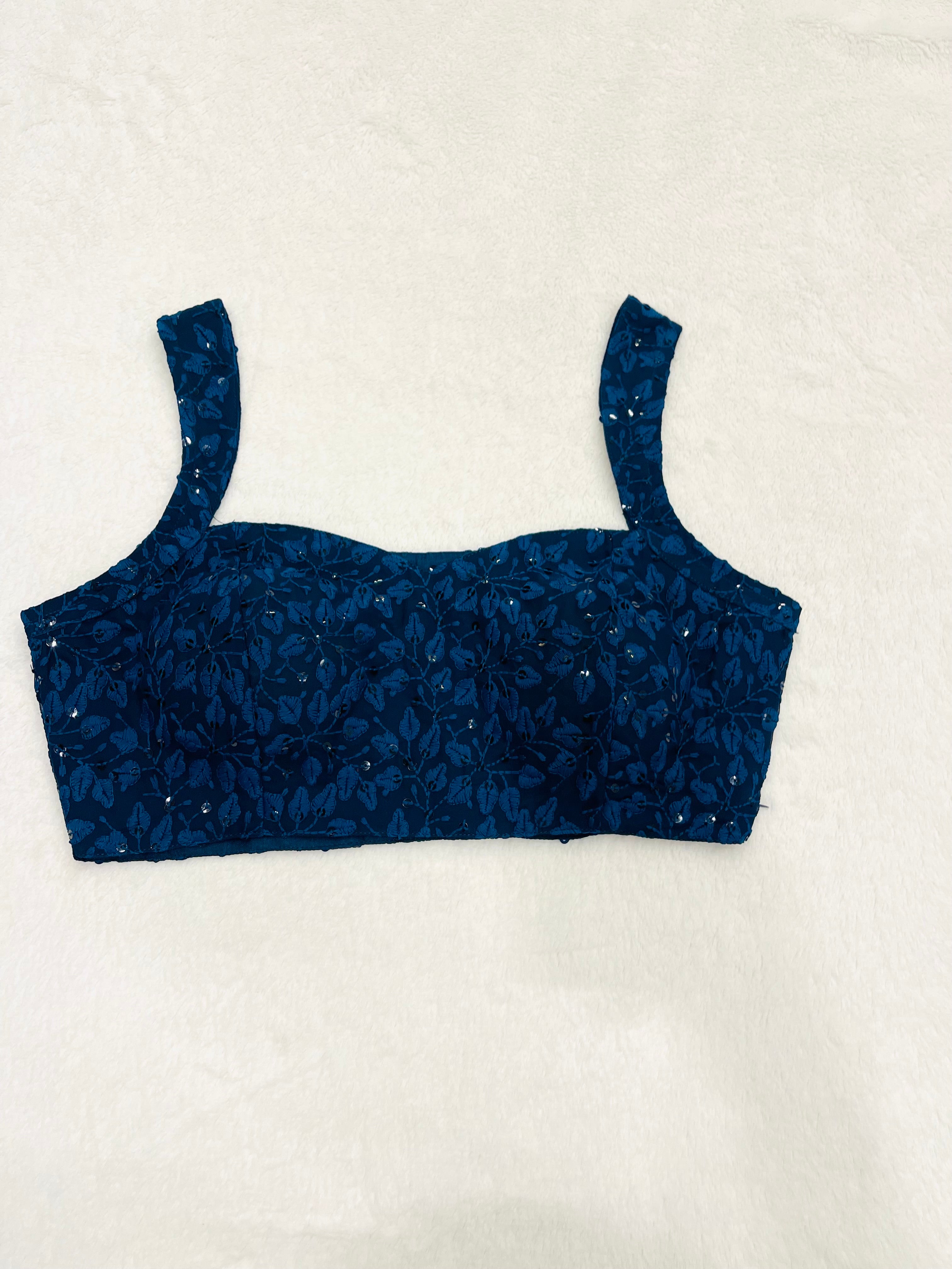 Kaveri Navy Blue Petal Print Blouses