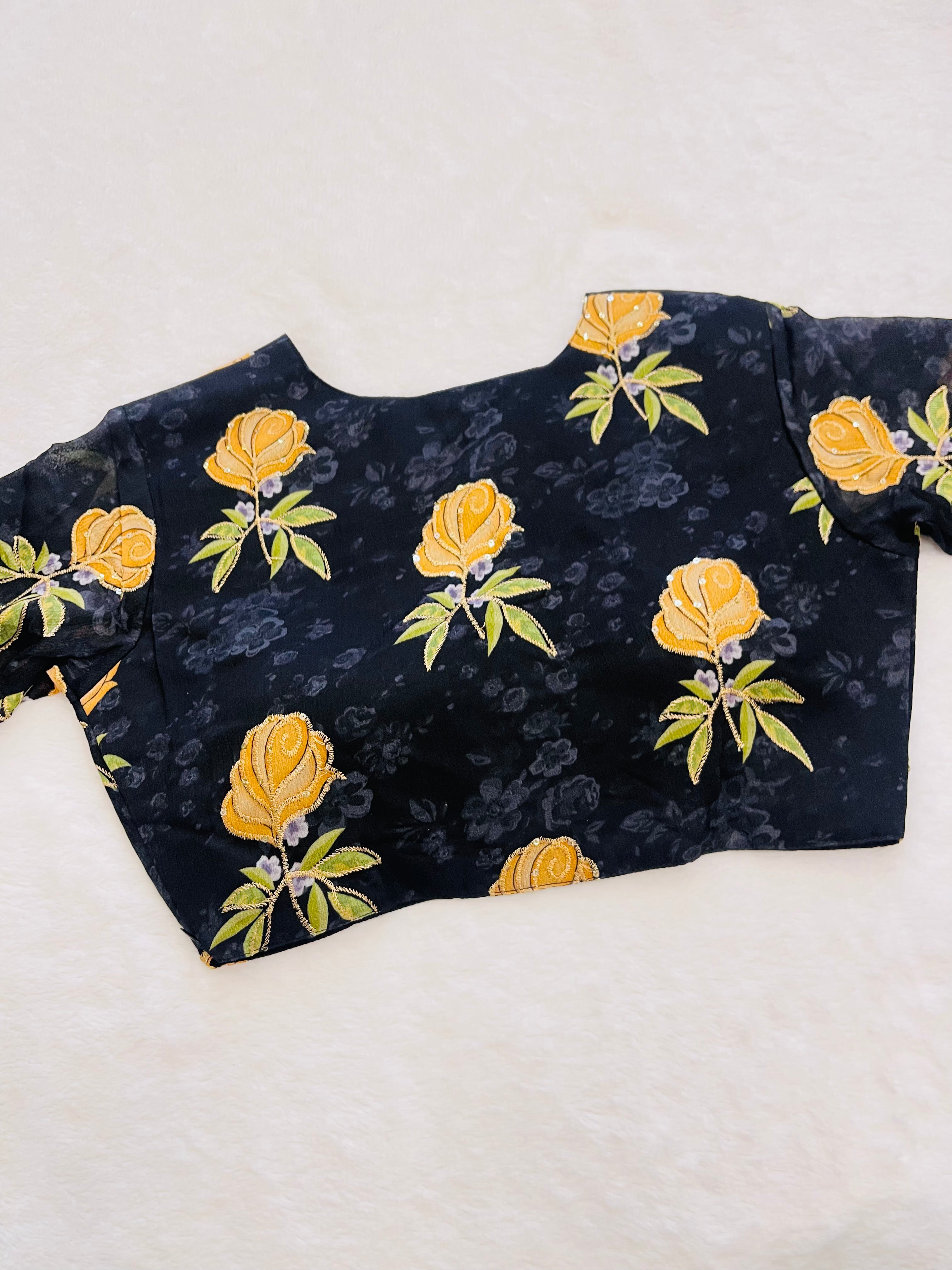 Divine Black Flower blouse