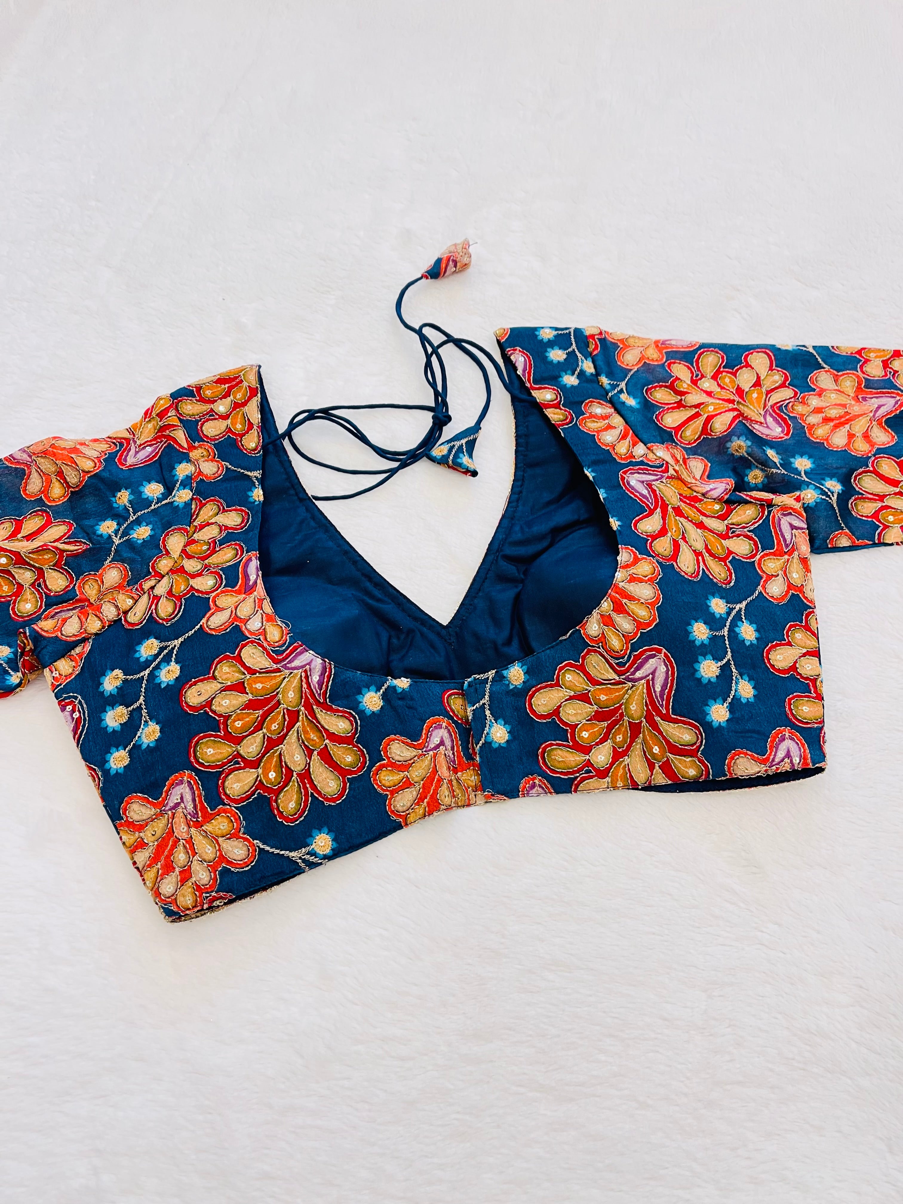 Kaveri Navy Blue Multi Blouse