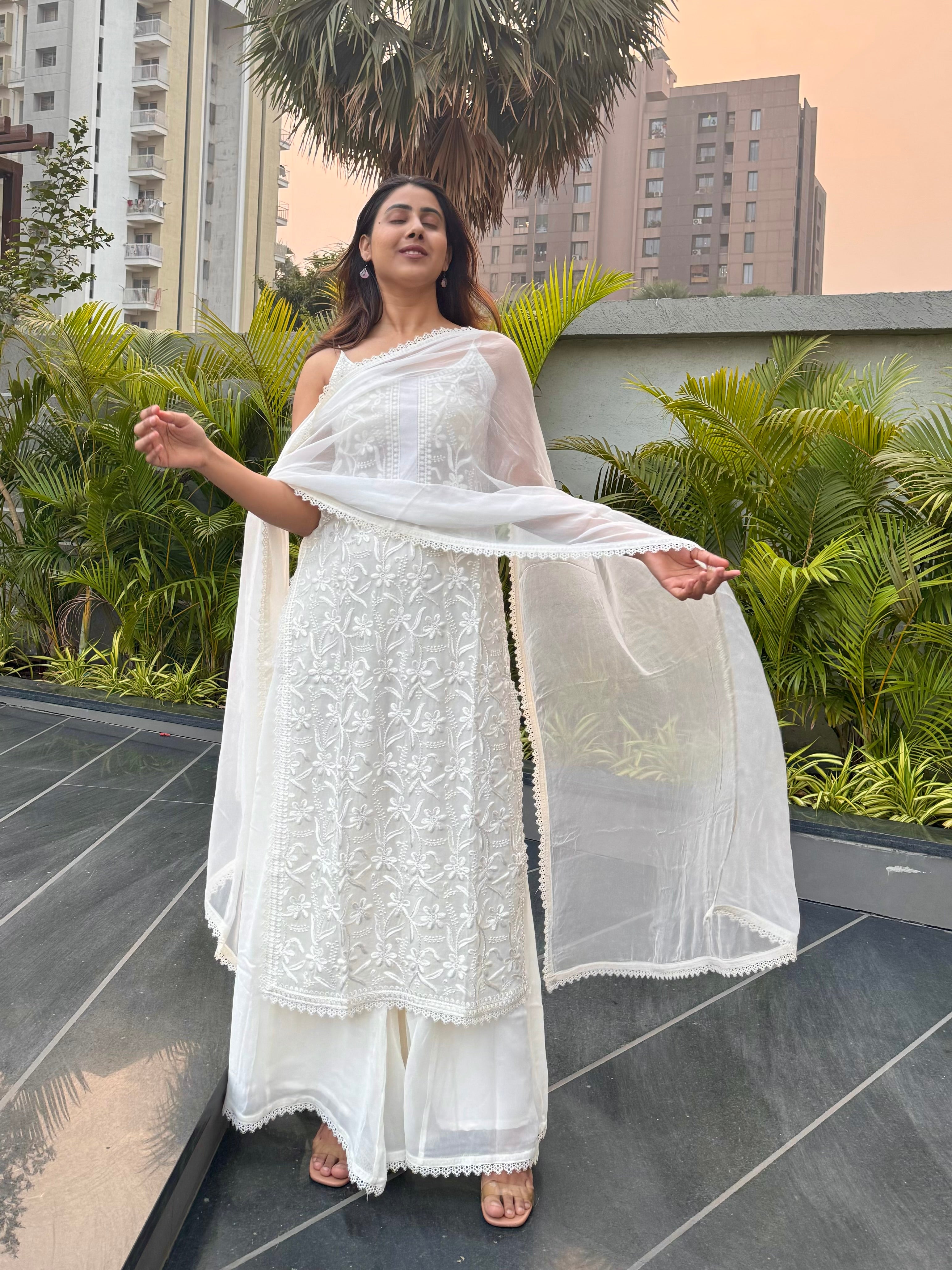 Aradhya ivory white suit set