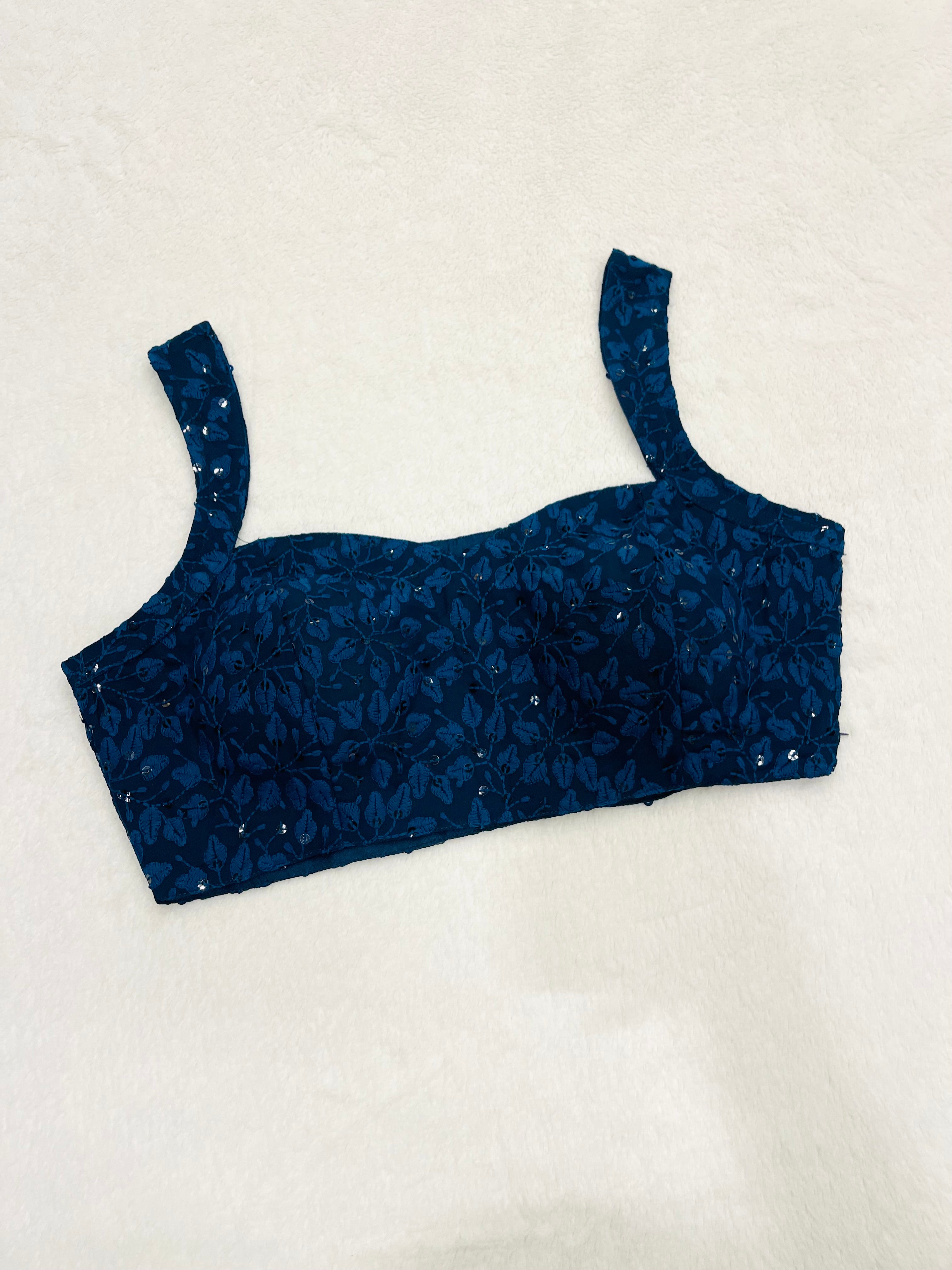 Kaveri Navy Blue Petal Print Blouses