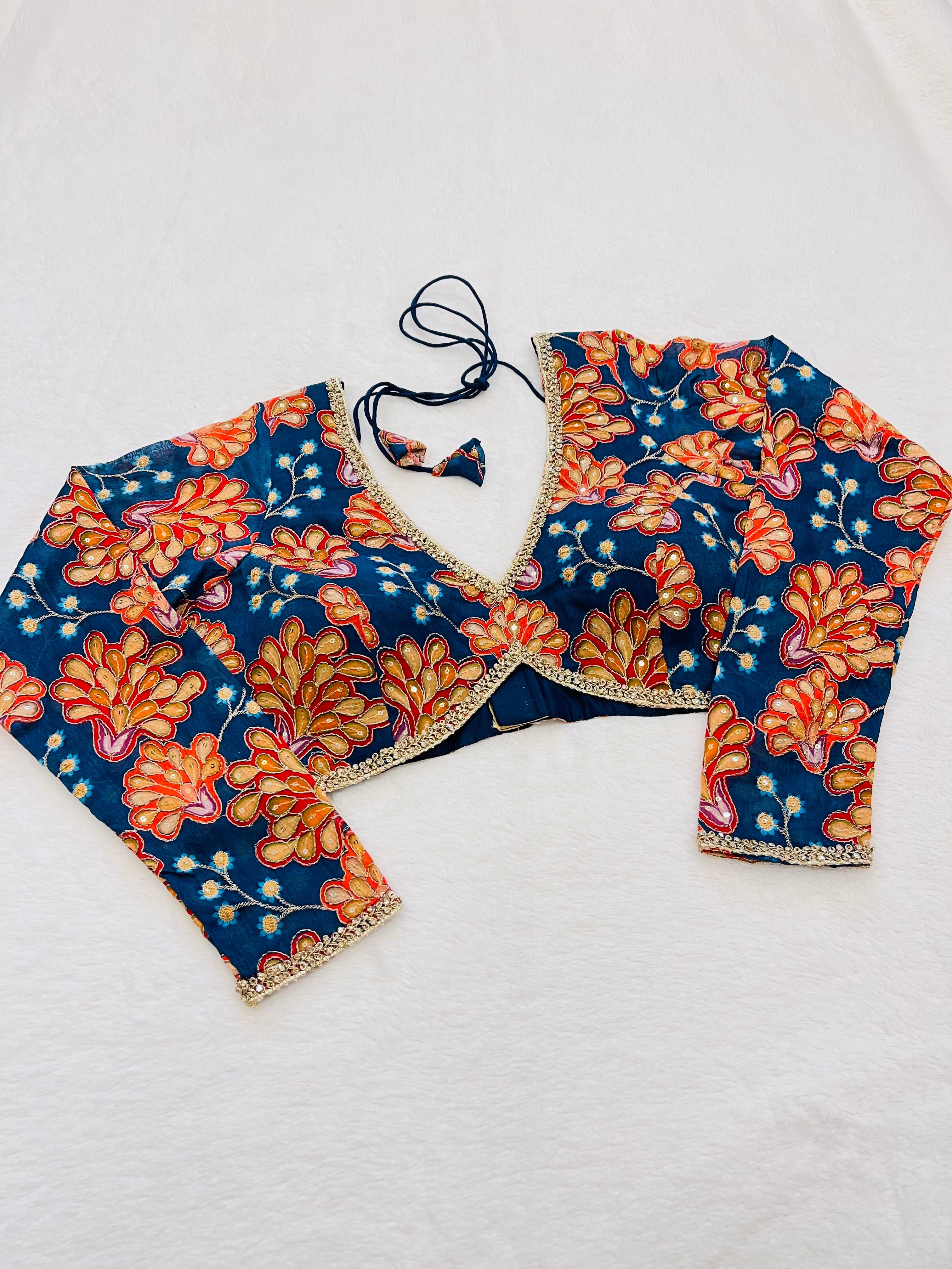 Kaveri Navy Blue Multi Blouse