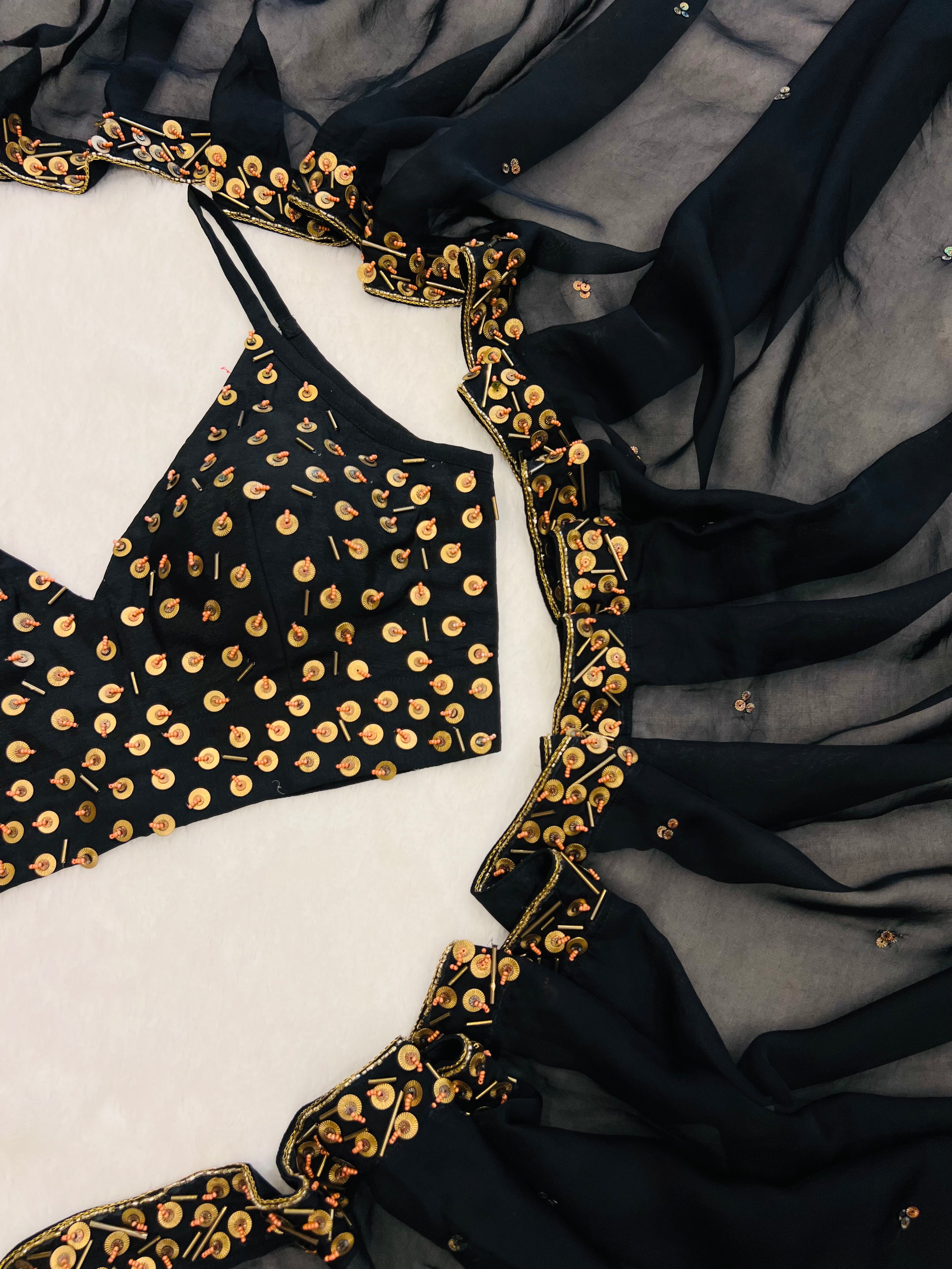 Nazm Black Handwork Saree