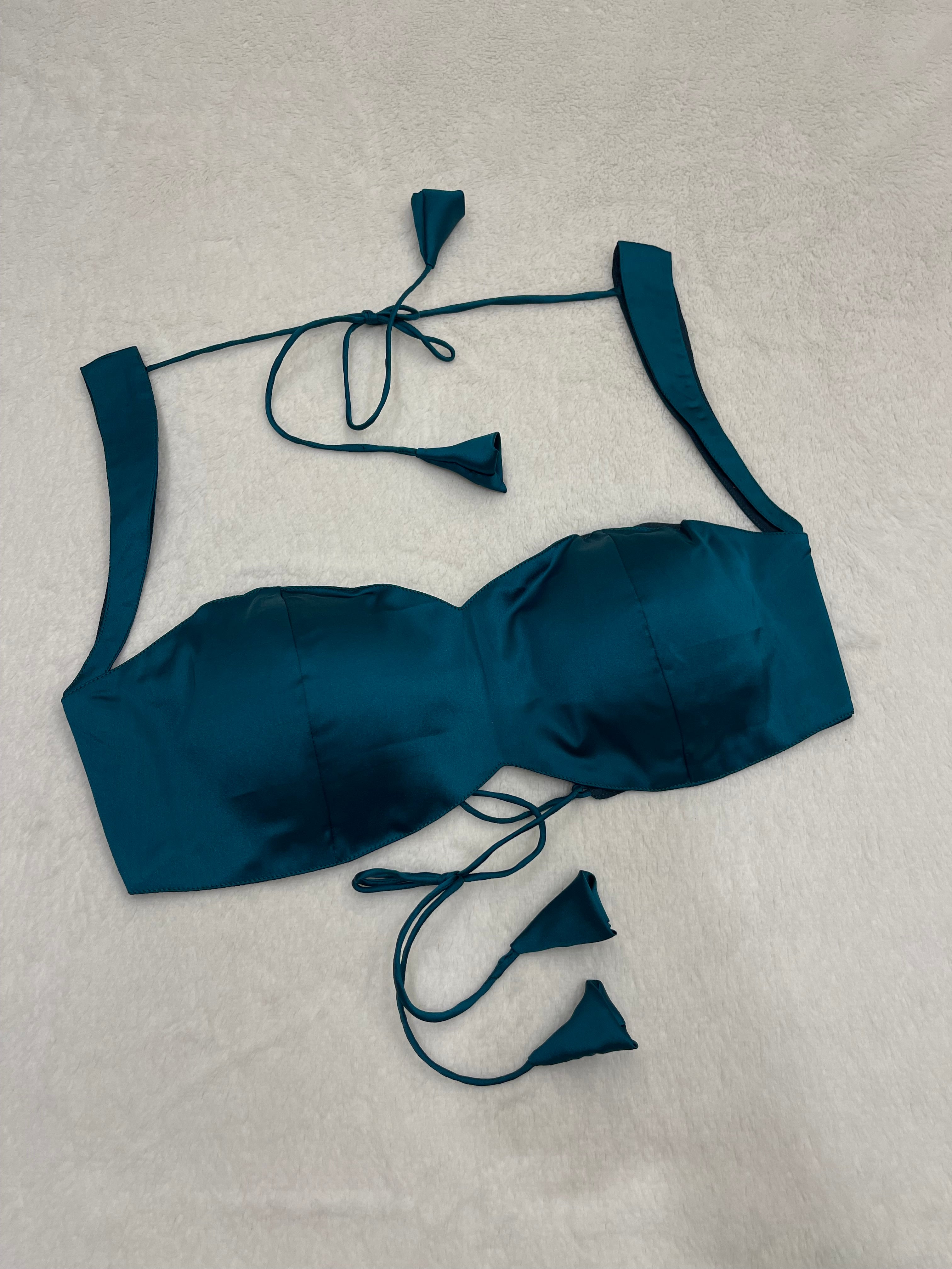 KASHISH TEAL BLUE SATIN BLOUSE