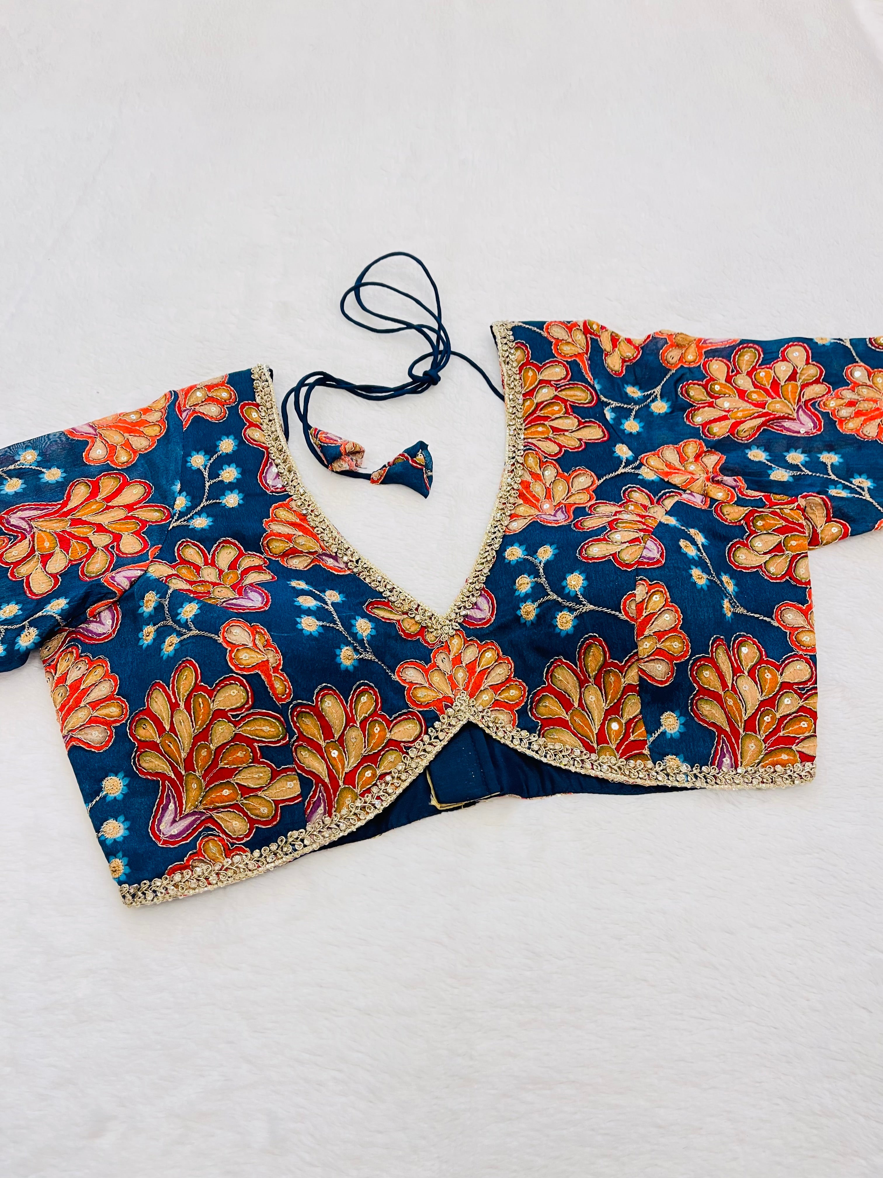 Kaveri Navy Blue Multi Blouse