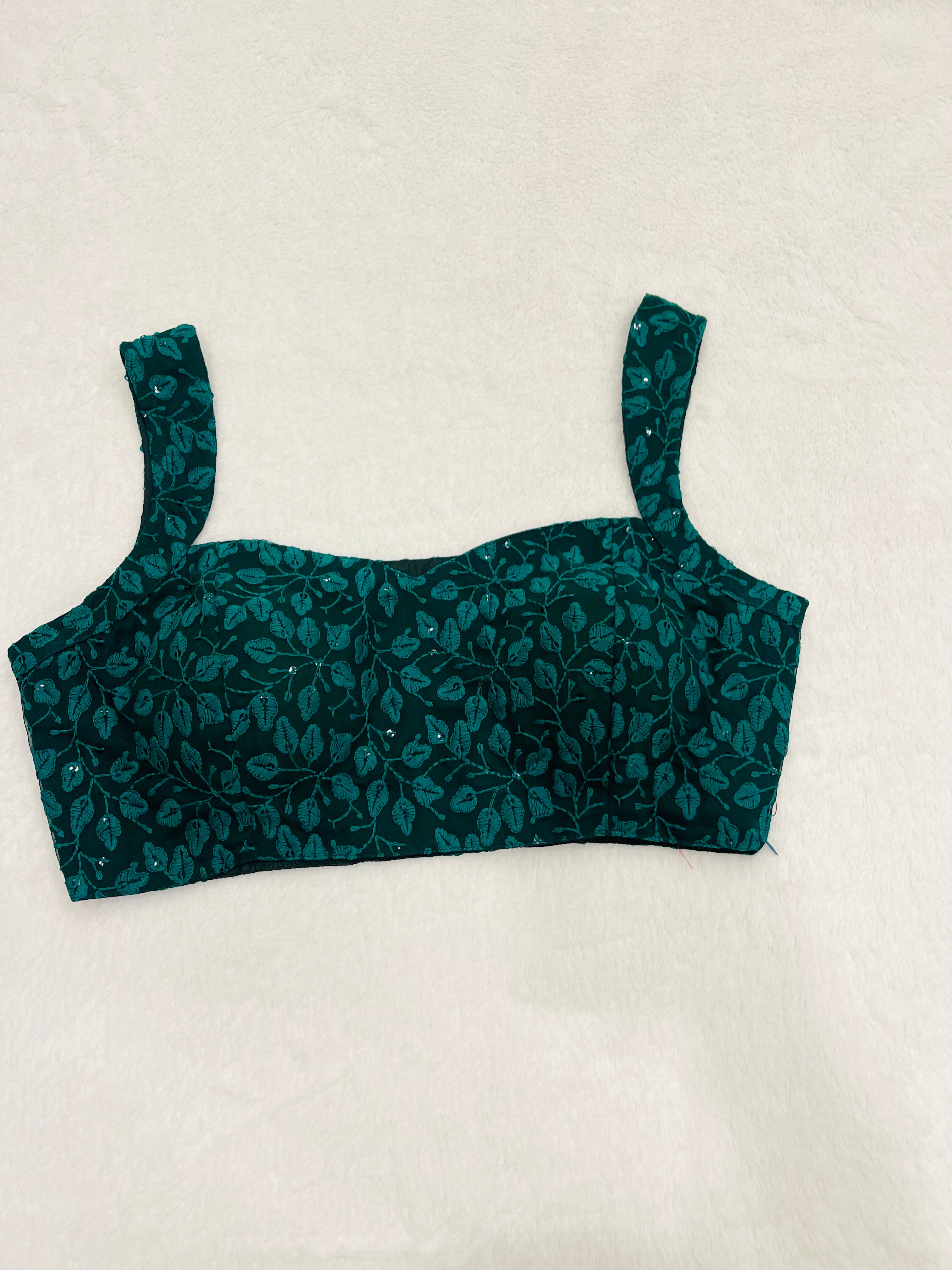 Kaveri Teal Blue Petal Print Blouses