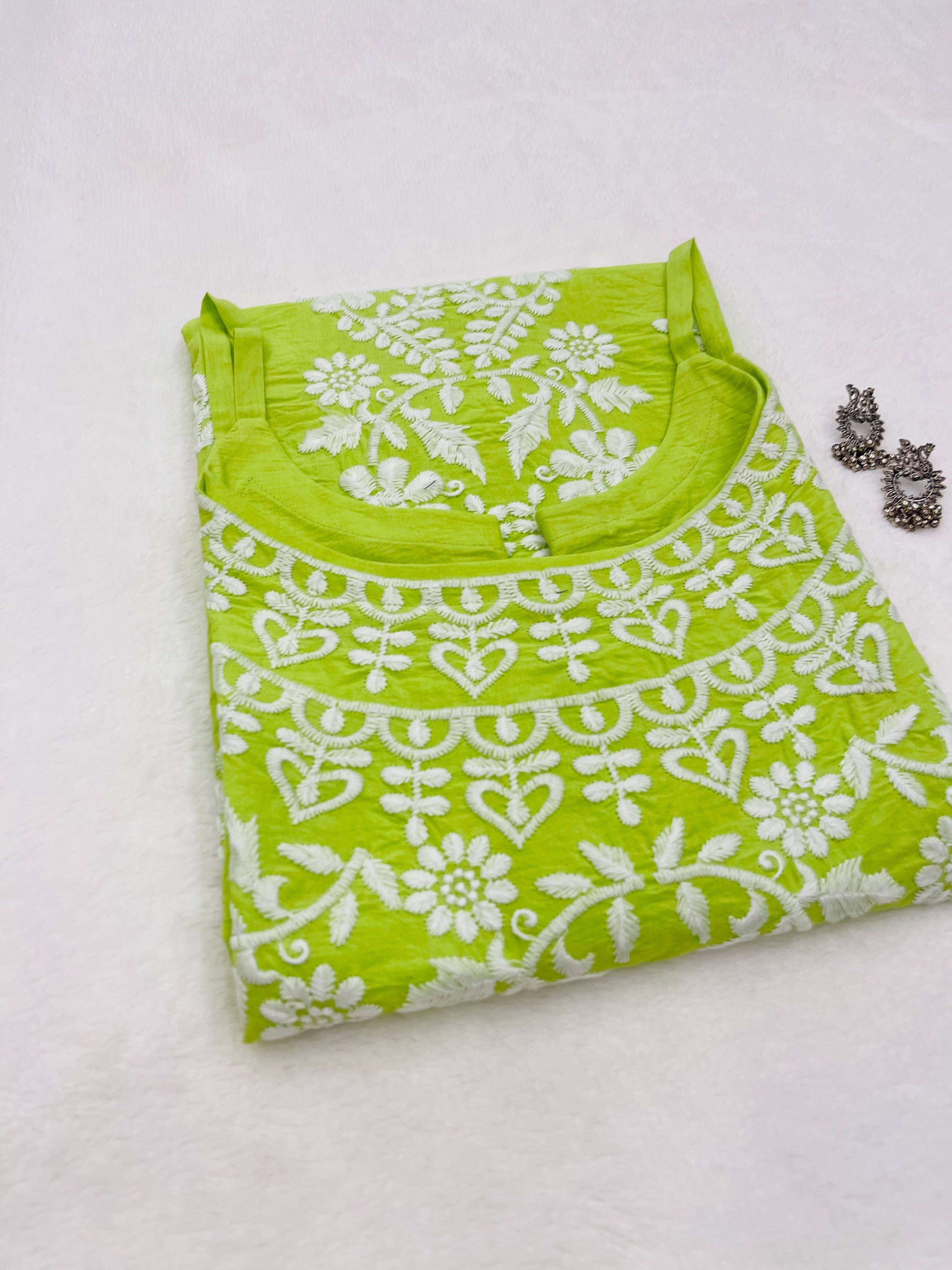 Noori Lime Green Cotton Kurta