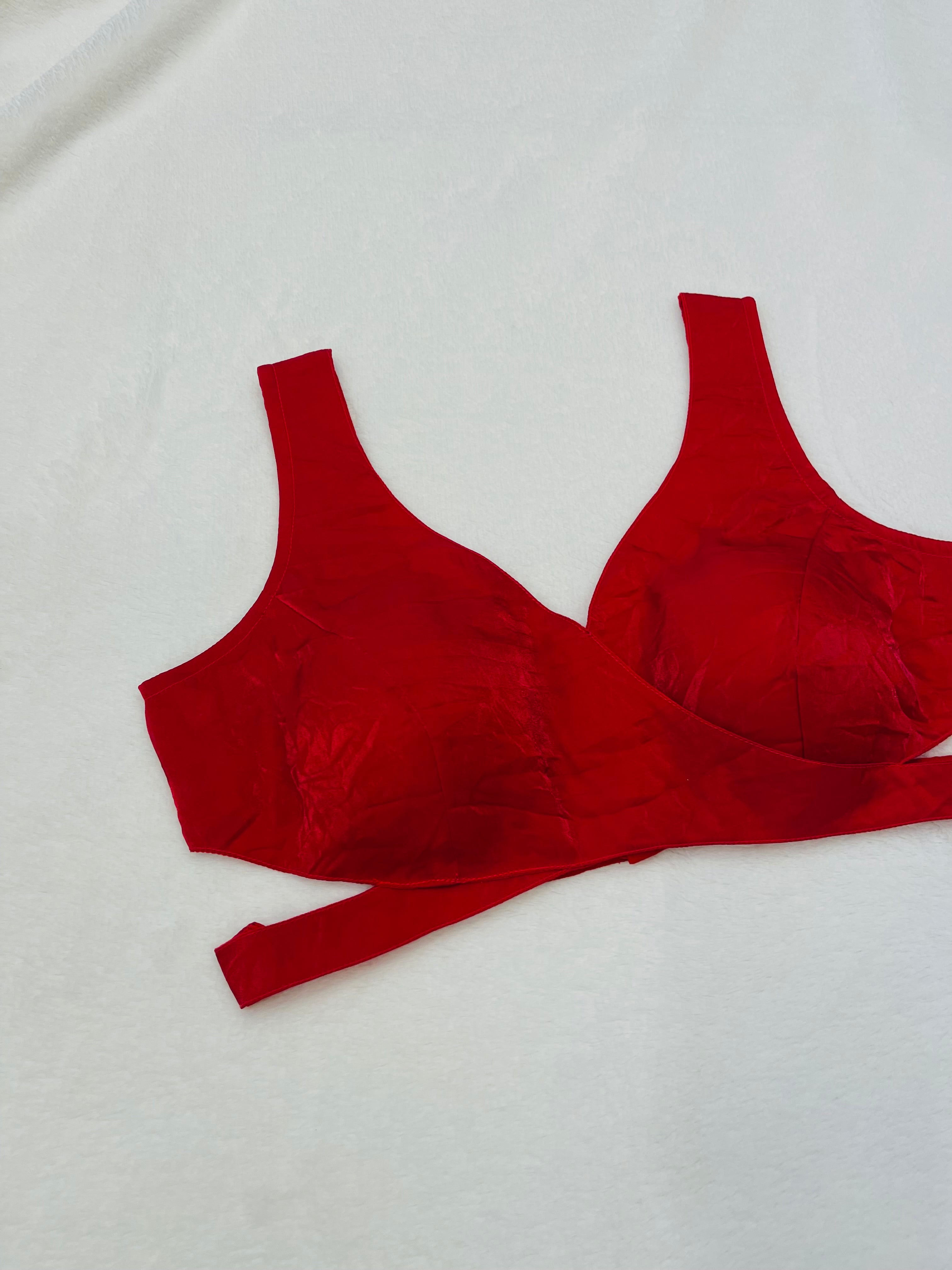 Sunehari Organza Red Deep Neck Blouse