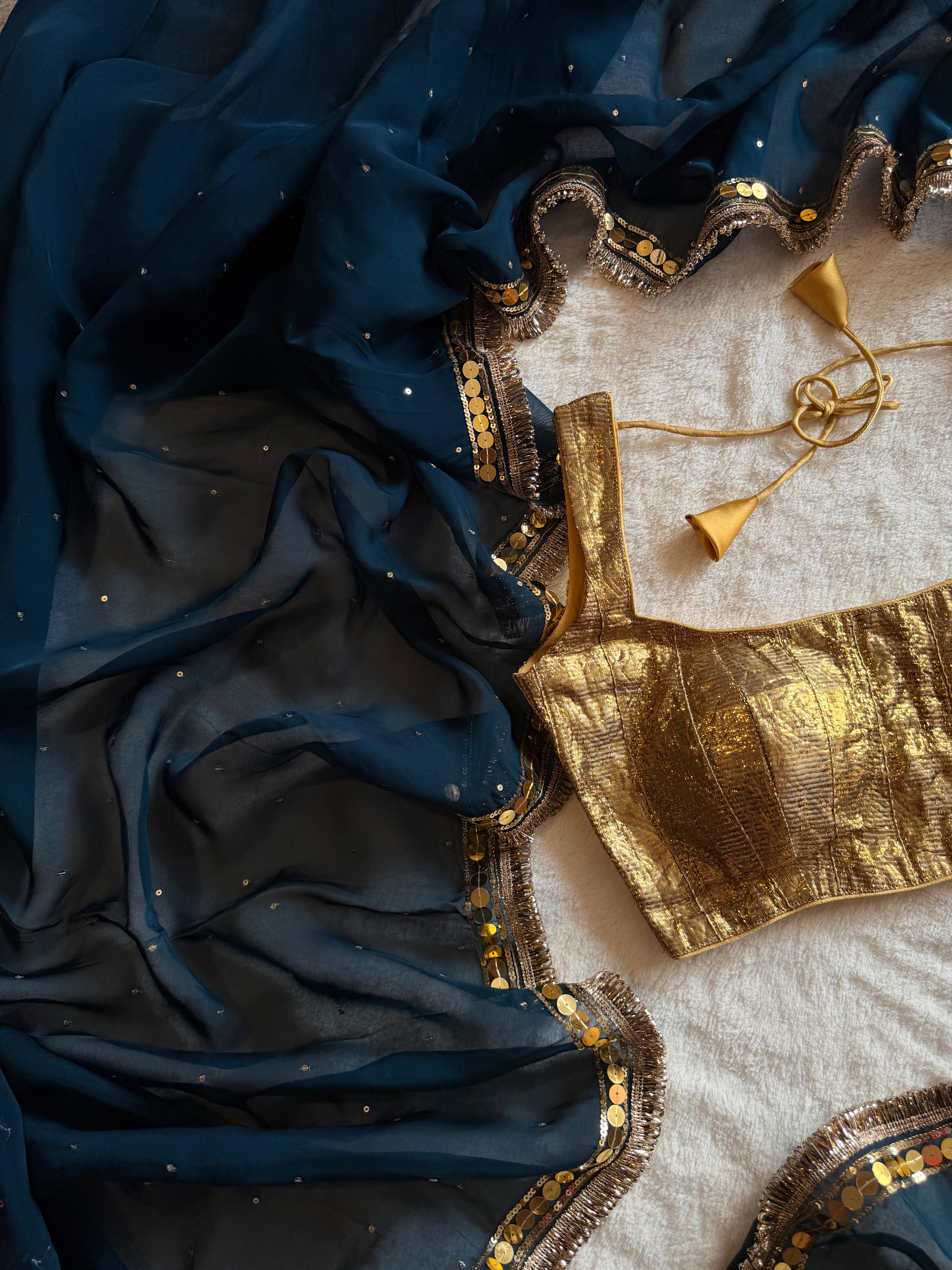 Chandra Hand Embroidered Organza Saree