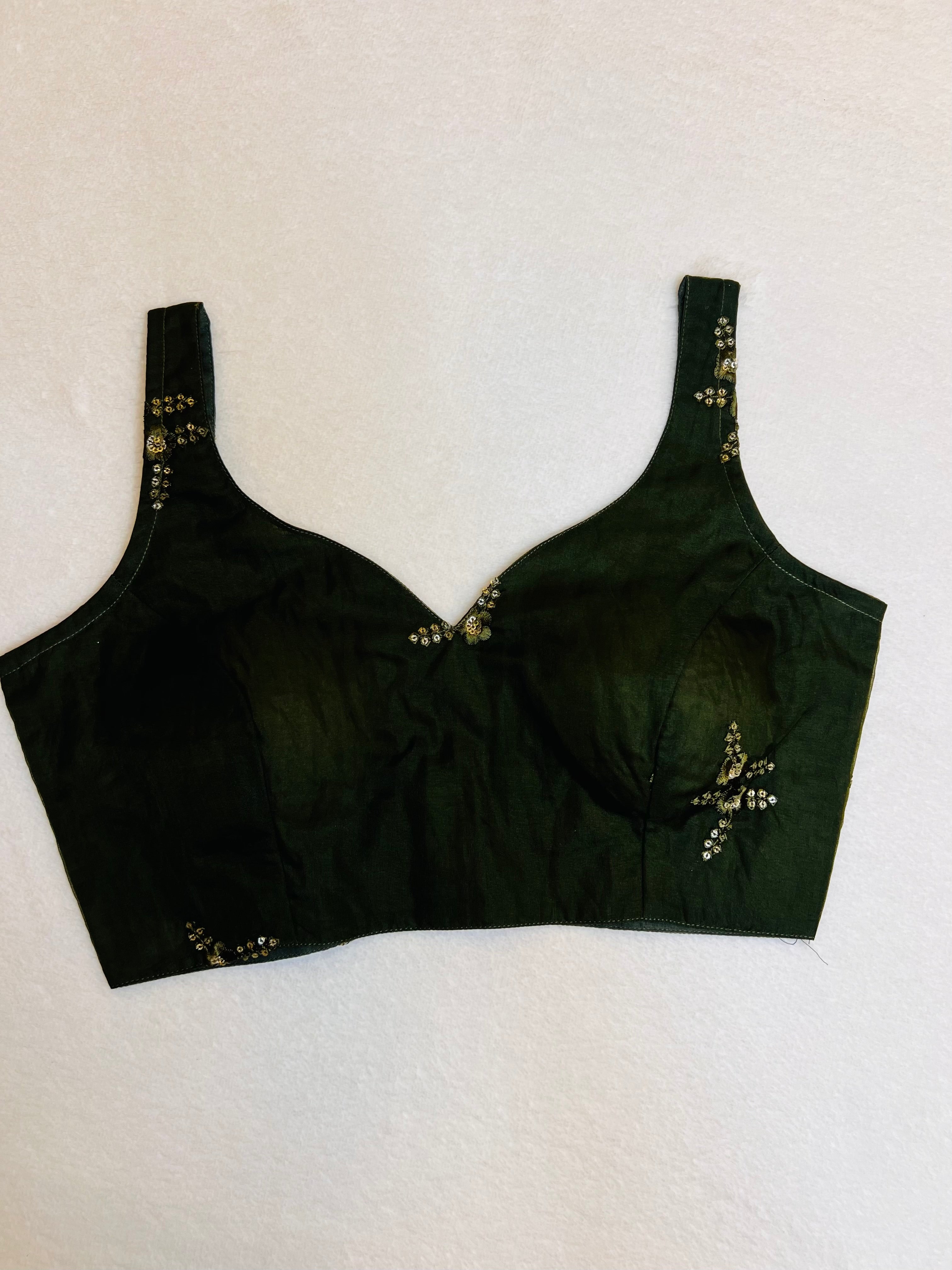 Kashish Organza Dark Green Blouse