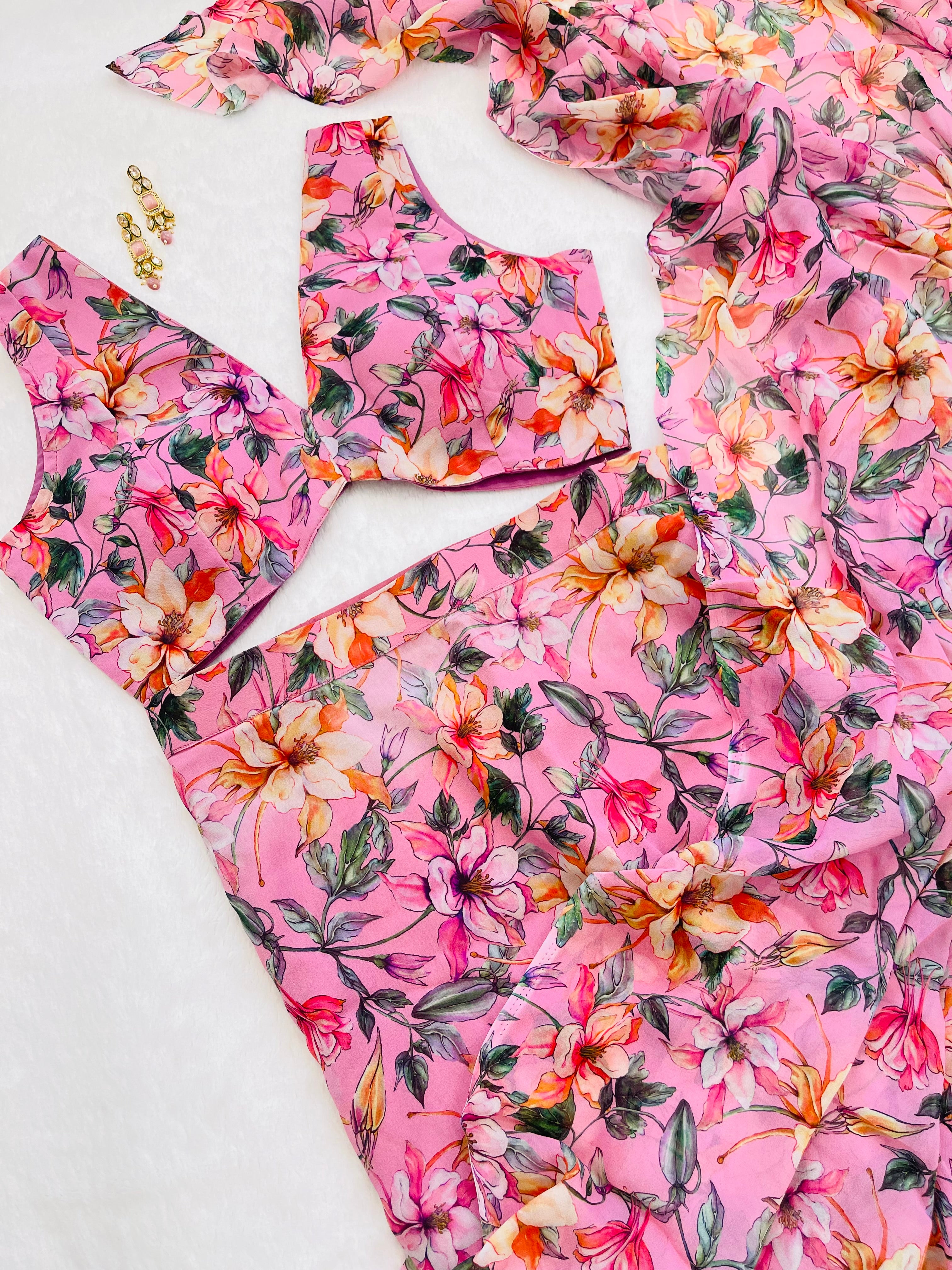 Mohini Baby Pink Multi Saree