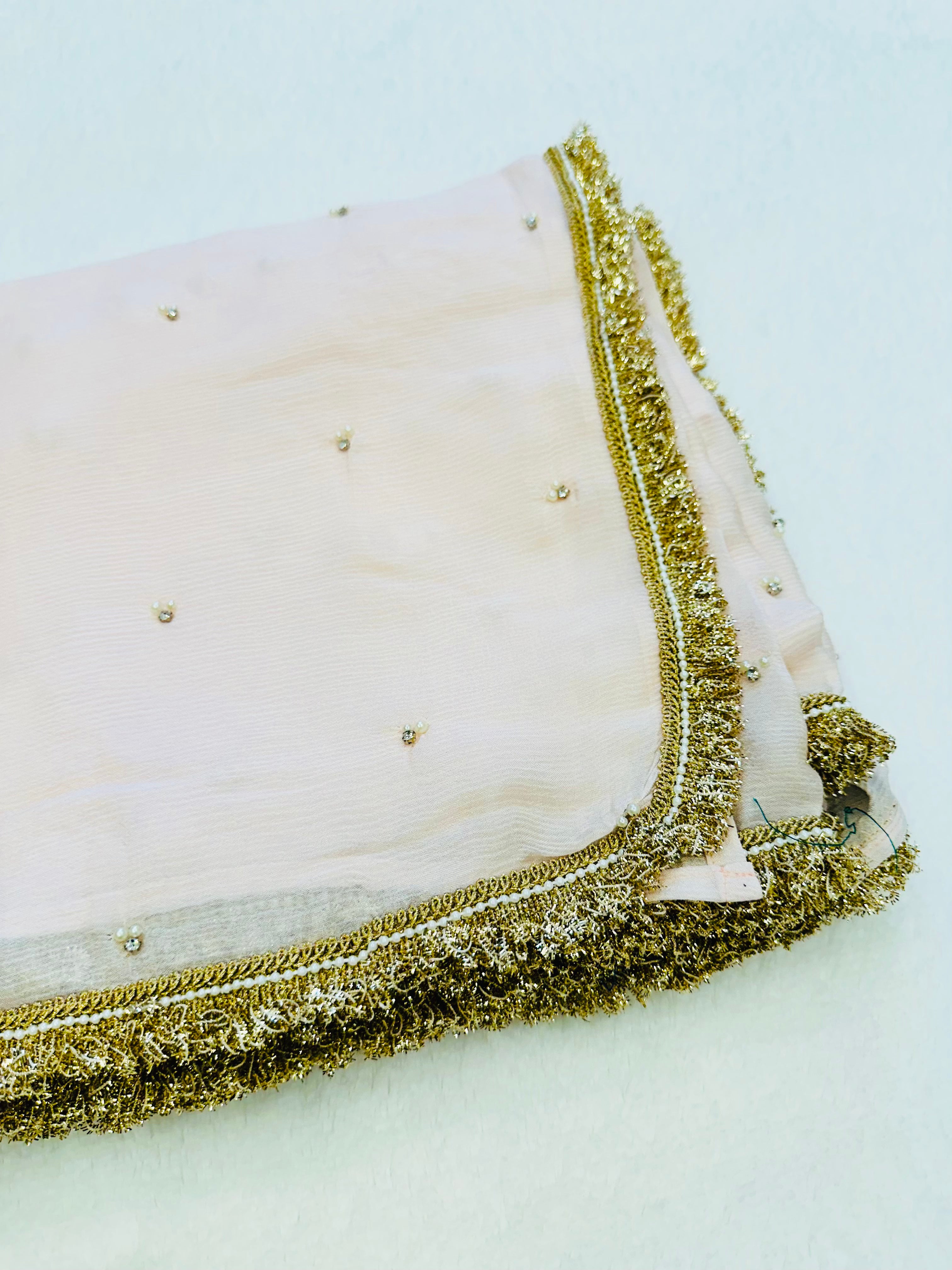 Blush pink pearl saree