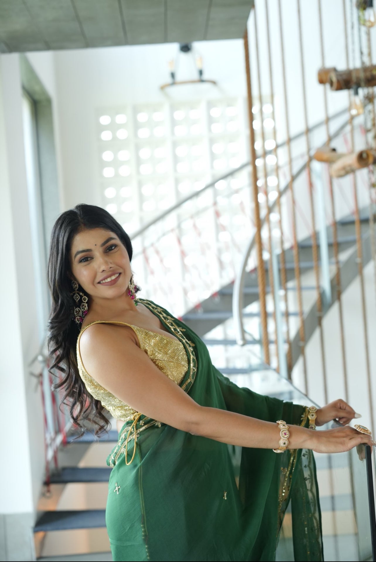 Deepika Green Saree
