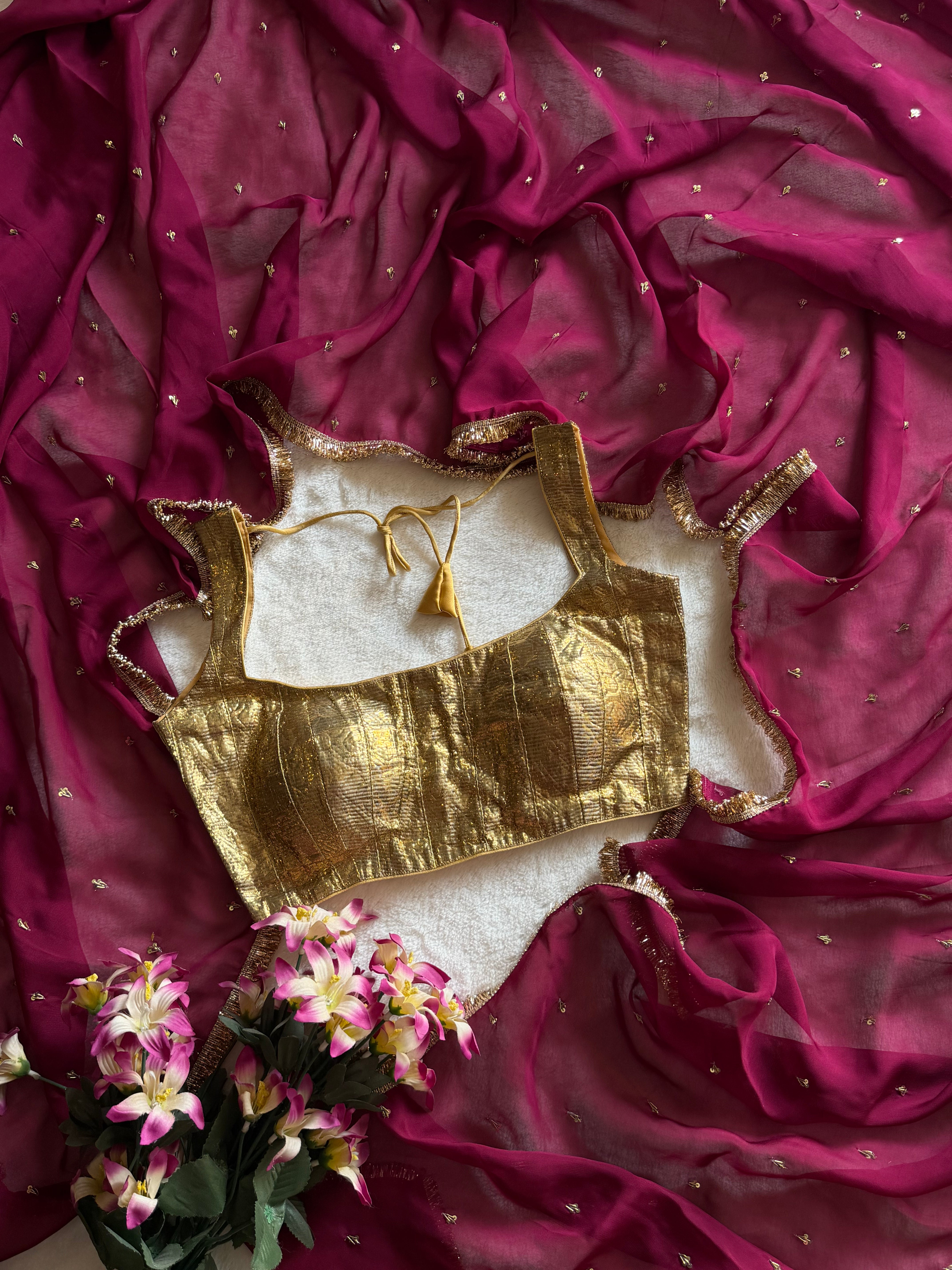 Elara Hand Embroidered Organza Saree